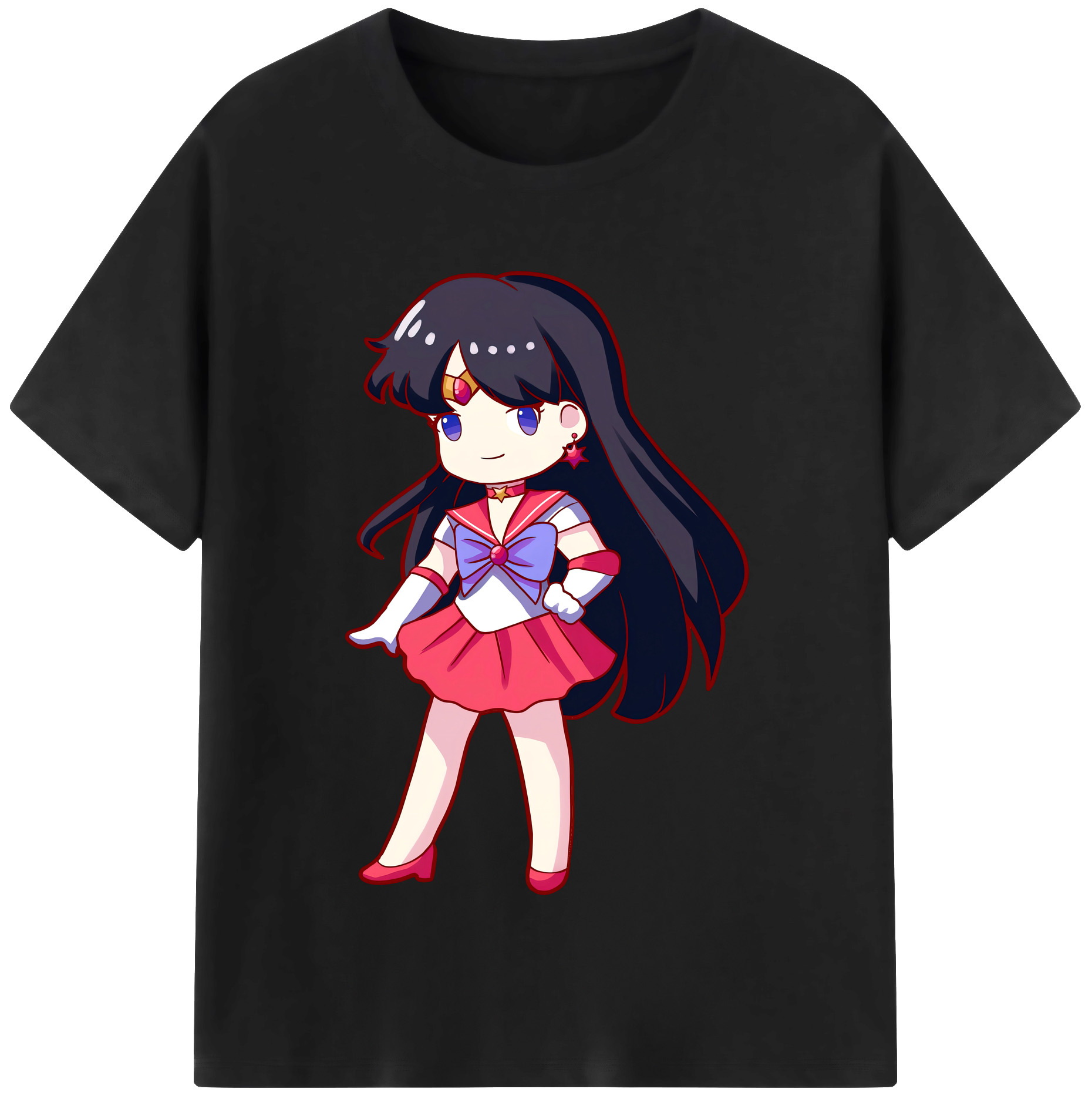 （画像用） 美少女戦士セーラームーン 火野レイ ひの レイ Sailor Moon Hino Rei （セーラーマーズ,Sailor Mars） 綿100％半袖Tシャツ（フロントプリント）