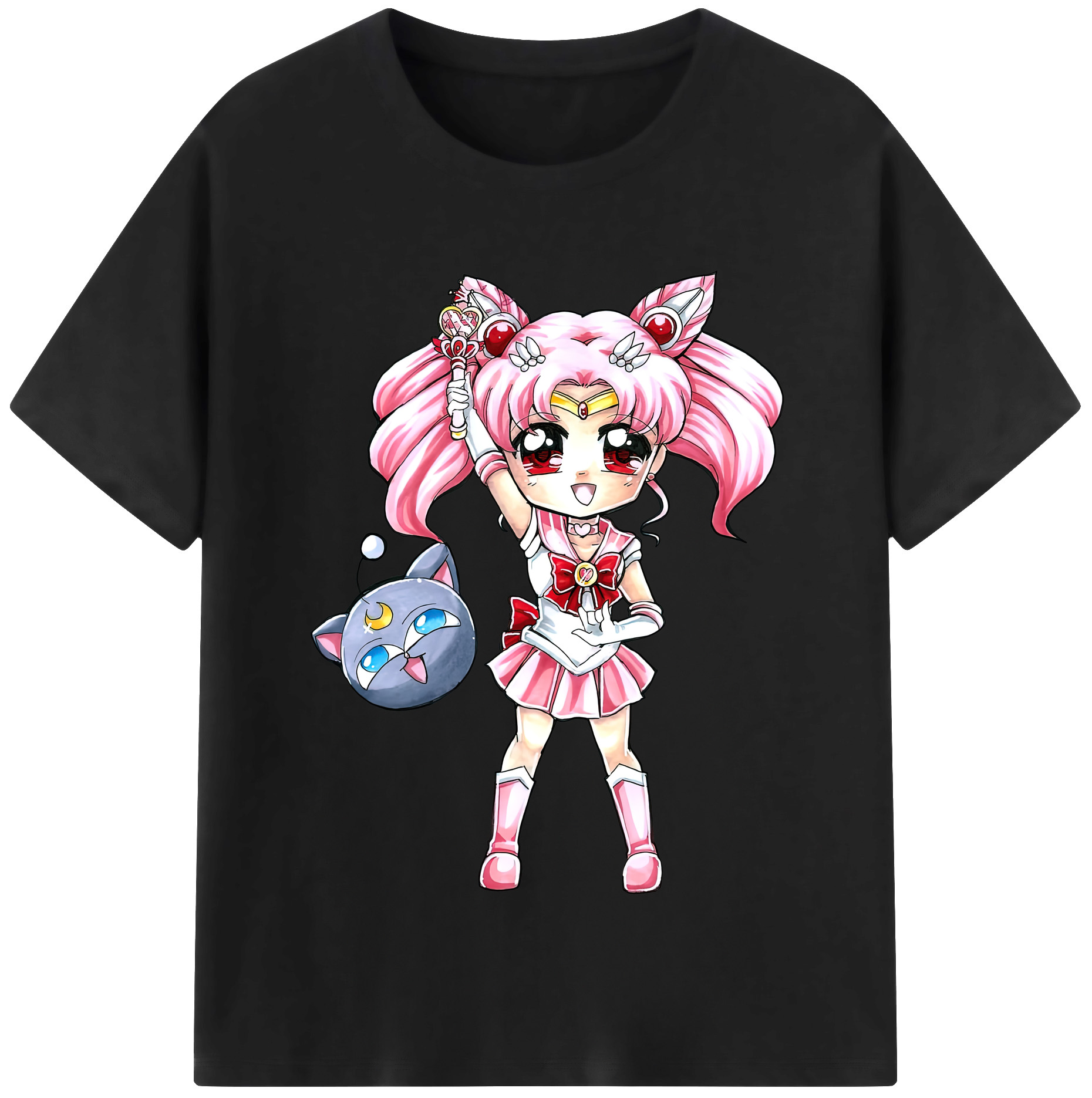 （画像用） 美少女戦士セーラームーン ちびうさ Sailor Moon Chibiusa Tsukino Usagi Small Lady Serenity 綿100％半袖Tシャツ（フロントプリント）