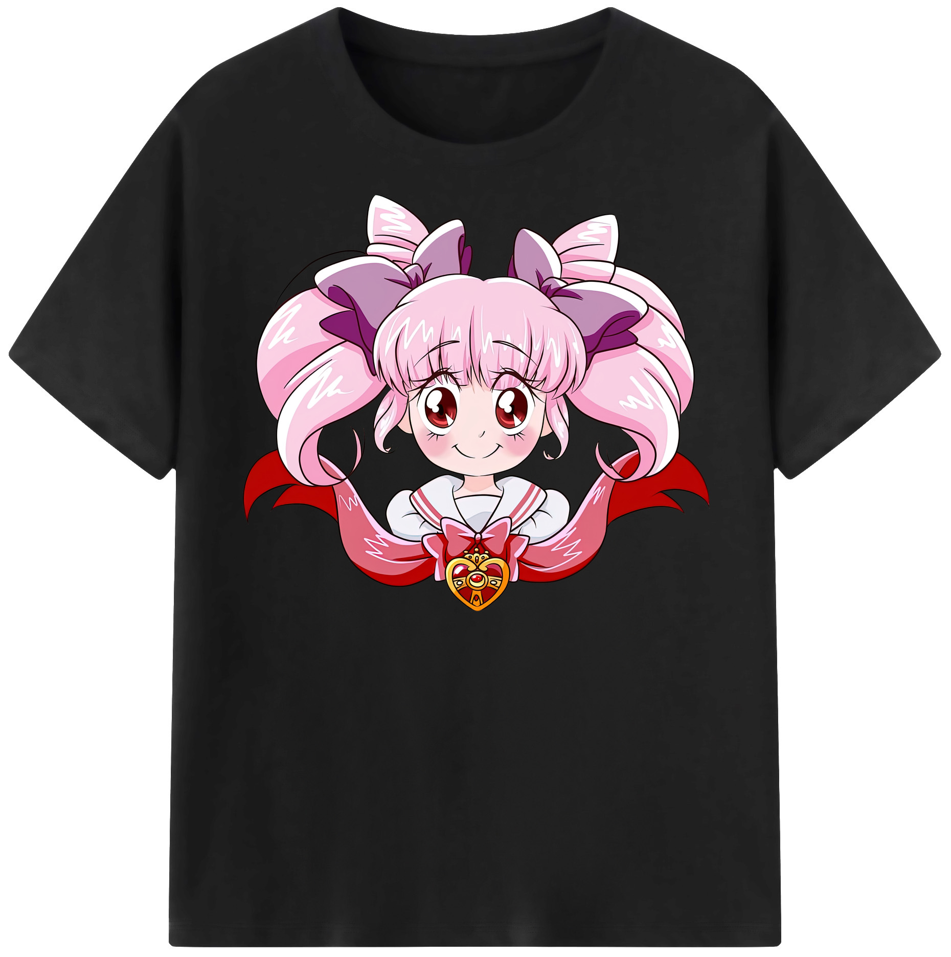 （画像用） 美少女戦士セーラームーン ちびうさ Sailor Moon Chibiusa Tsukino Usagi Small Lady Serenity 綿100％半袖Tシャツ（フロントプリント）
