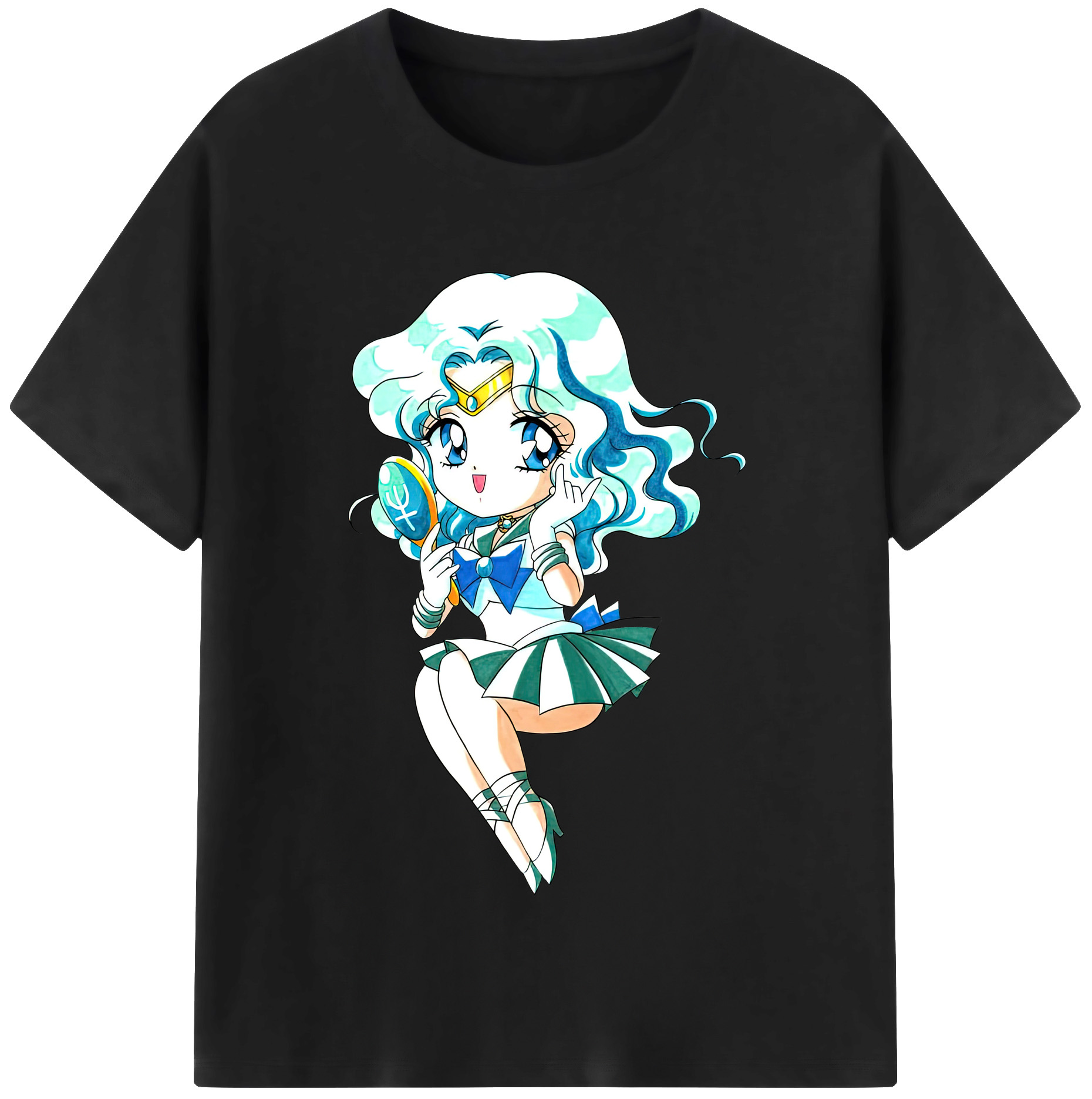 （画像用） 美少女戦士セーラームーン 海王 みちる（かいおう みちる） Sailor Moon Kaiou Michiru 綿100％半袖Tシャツ（フロントプリント）