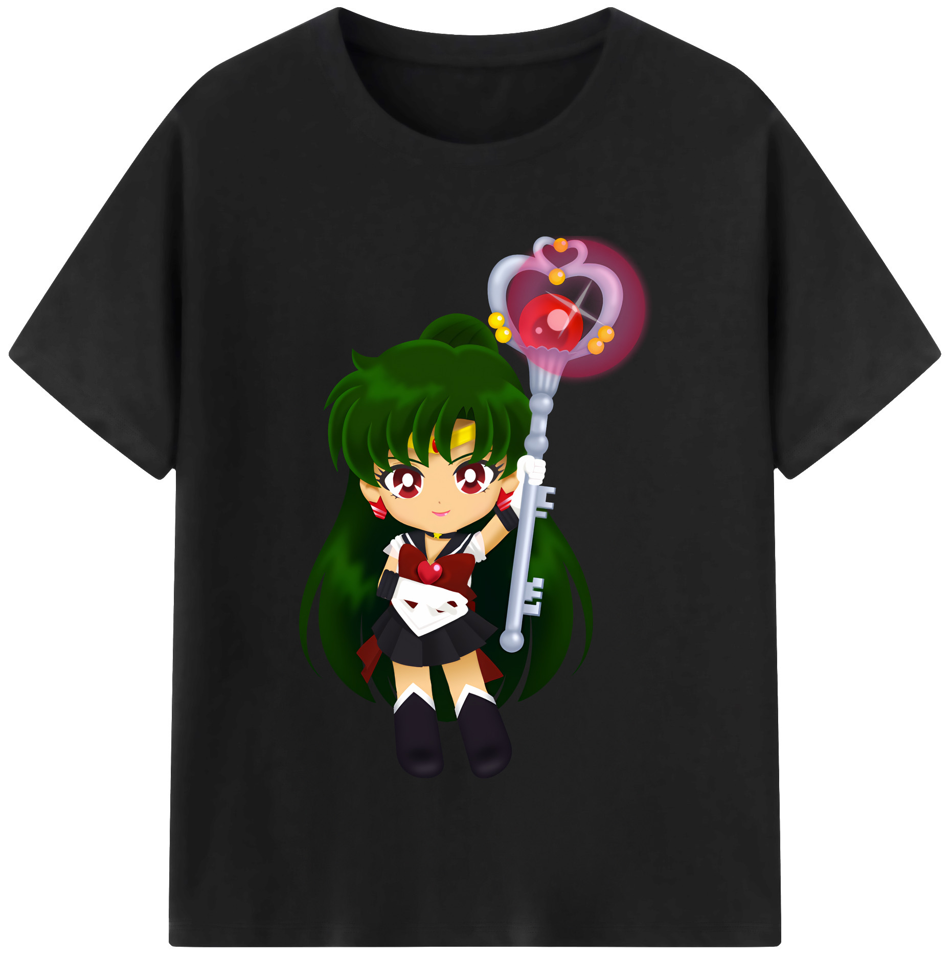 （画像用） 美少女戦士セーラームーン 冥王せつな Sailor Moon Meiou Setsuna 綿100％半袖Tシャツ（フロントプリント）