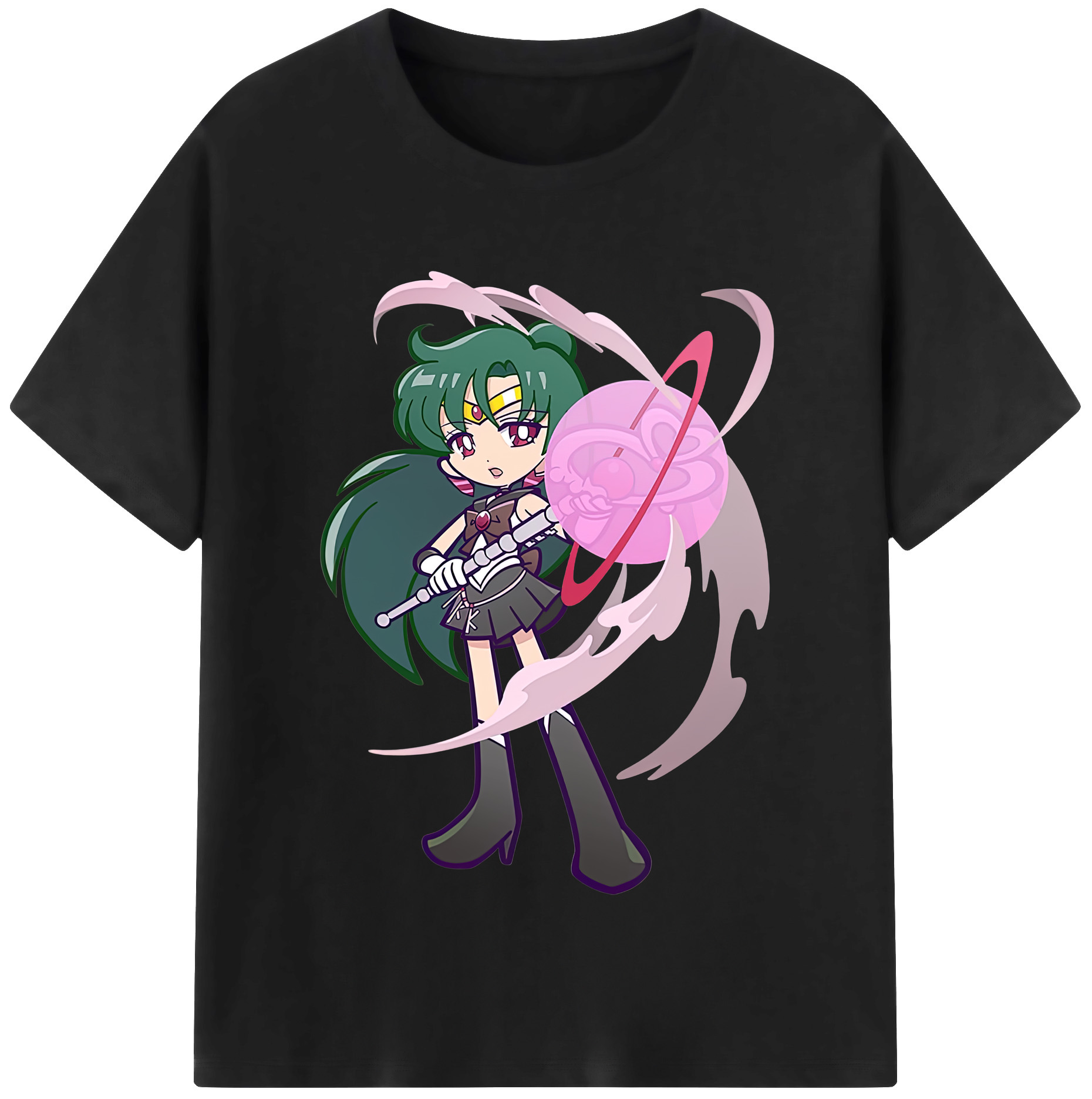 （画像用） 美少女戦士セーラームーン 冥王せつな Sailor Moon Meiou Setsuna 綿100％半袖Tシャツ（フロントプリント）