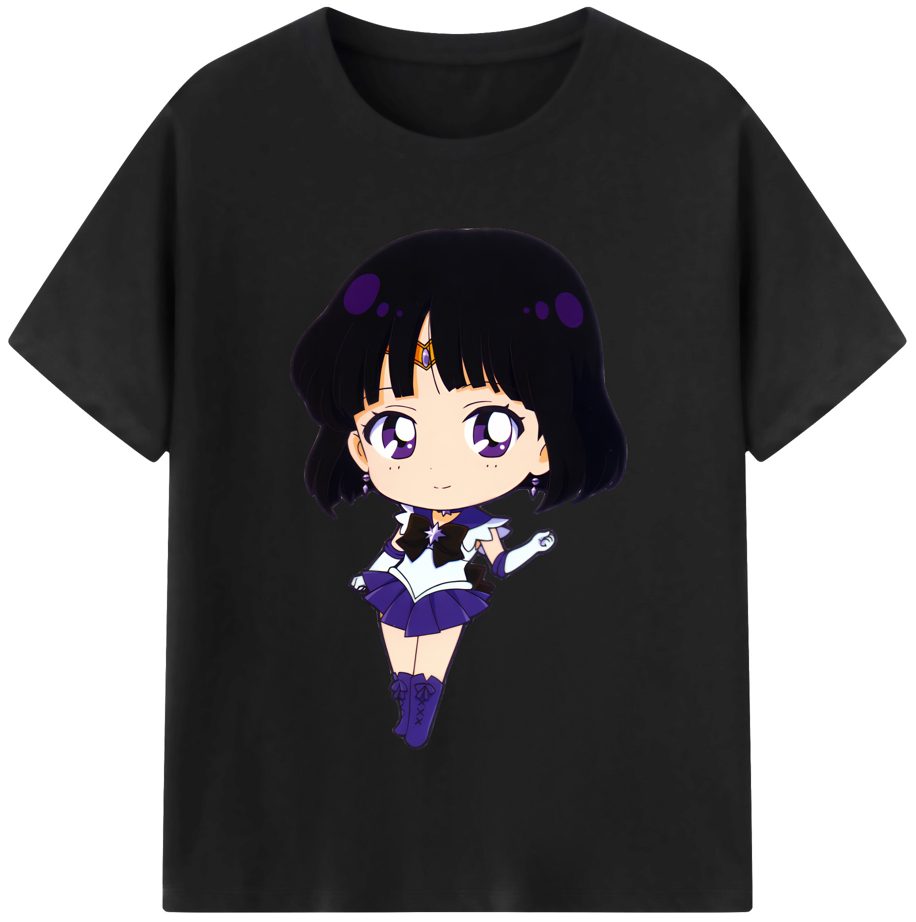 （画像用） 美少女戦士セーラームーン 土萠ほたる Sailor Moon Tomoe Hotaru （セーラーサターン；Sailor Saturn） 綿100％半袖Tシャツ（フロントプリント）