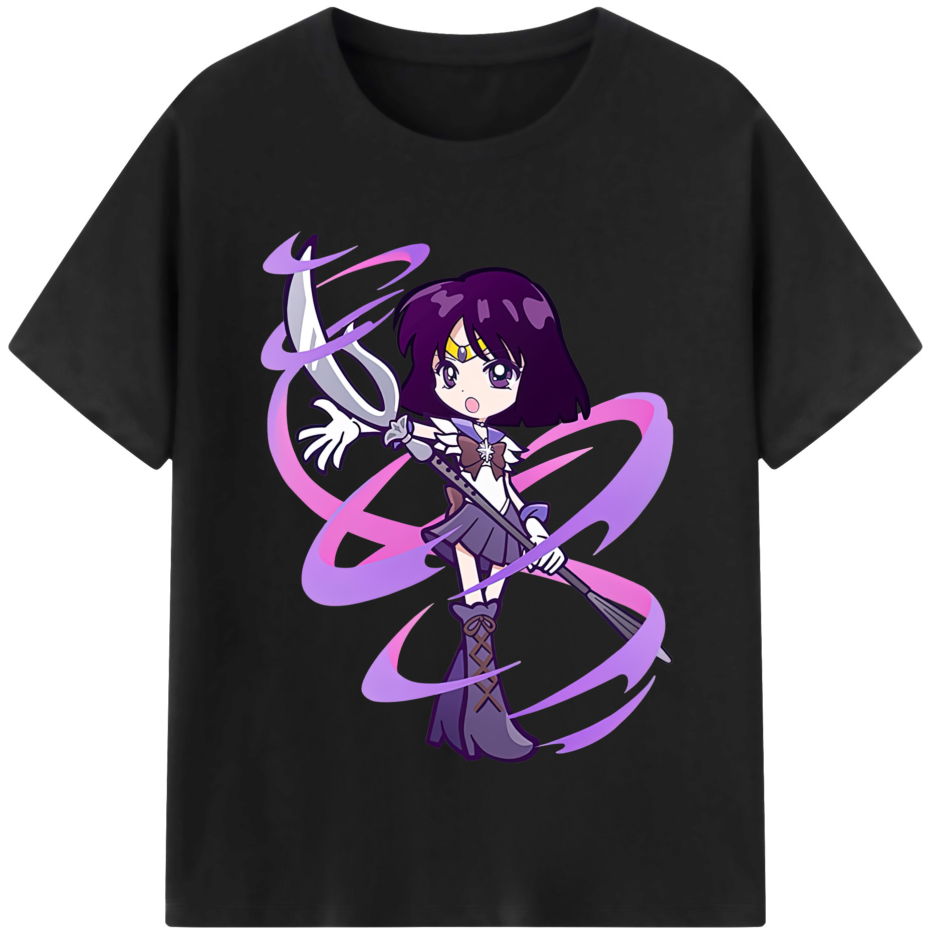 （画像用） 美少女戦士セーラームーン 土萠ほたる Sailor Moon Tomoe Hotaru （セーラーサターン；Sailor Saturn） 綿100％半袖Tシャツ（フロントプリント）