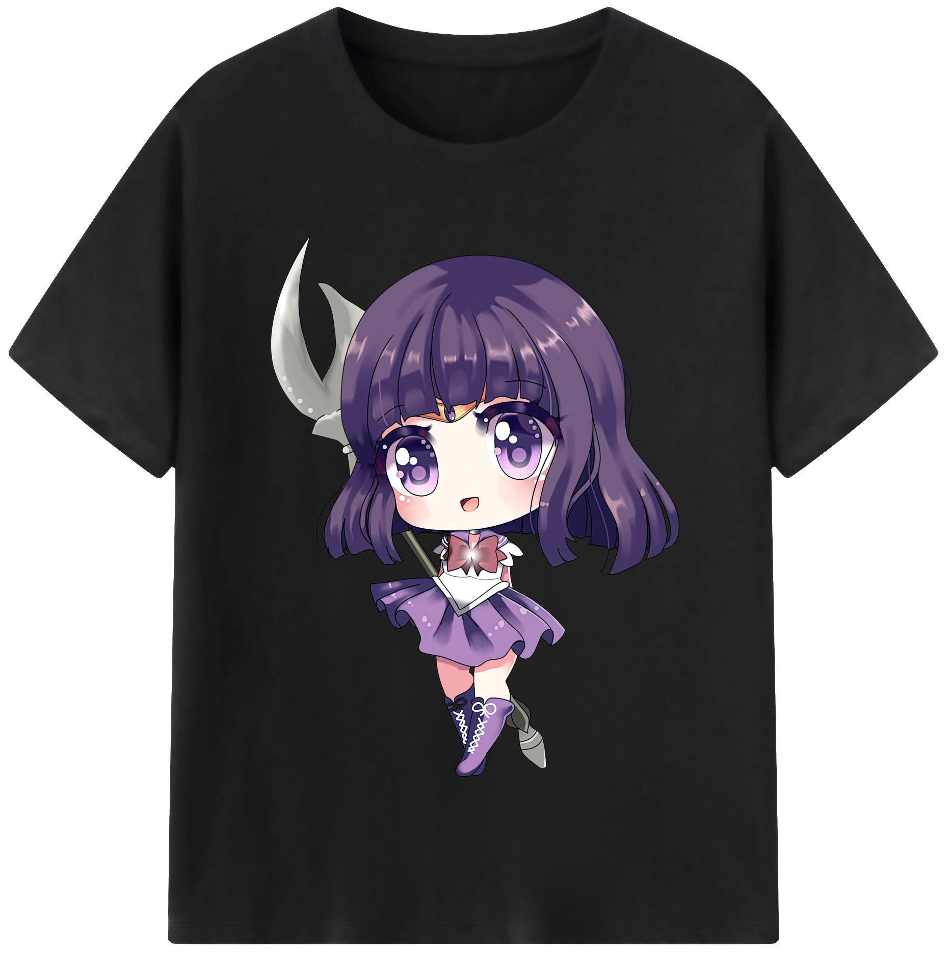 （画像用） 美少女戦士セーラームーン 土萠ほたる Sailor Moon Tomoe Hotaru （セーラーサターン；Sailor Saturn） 綿100％半袖Tシャツ（フロントプリント）