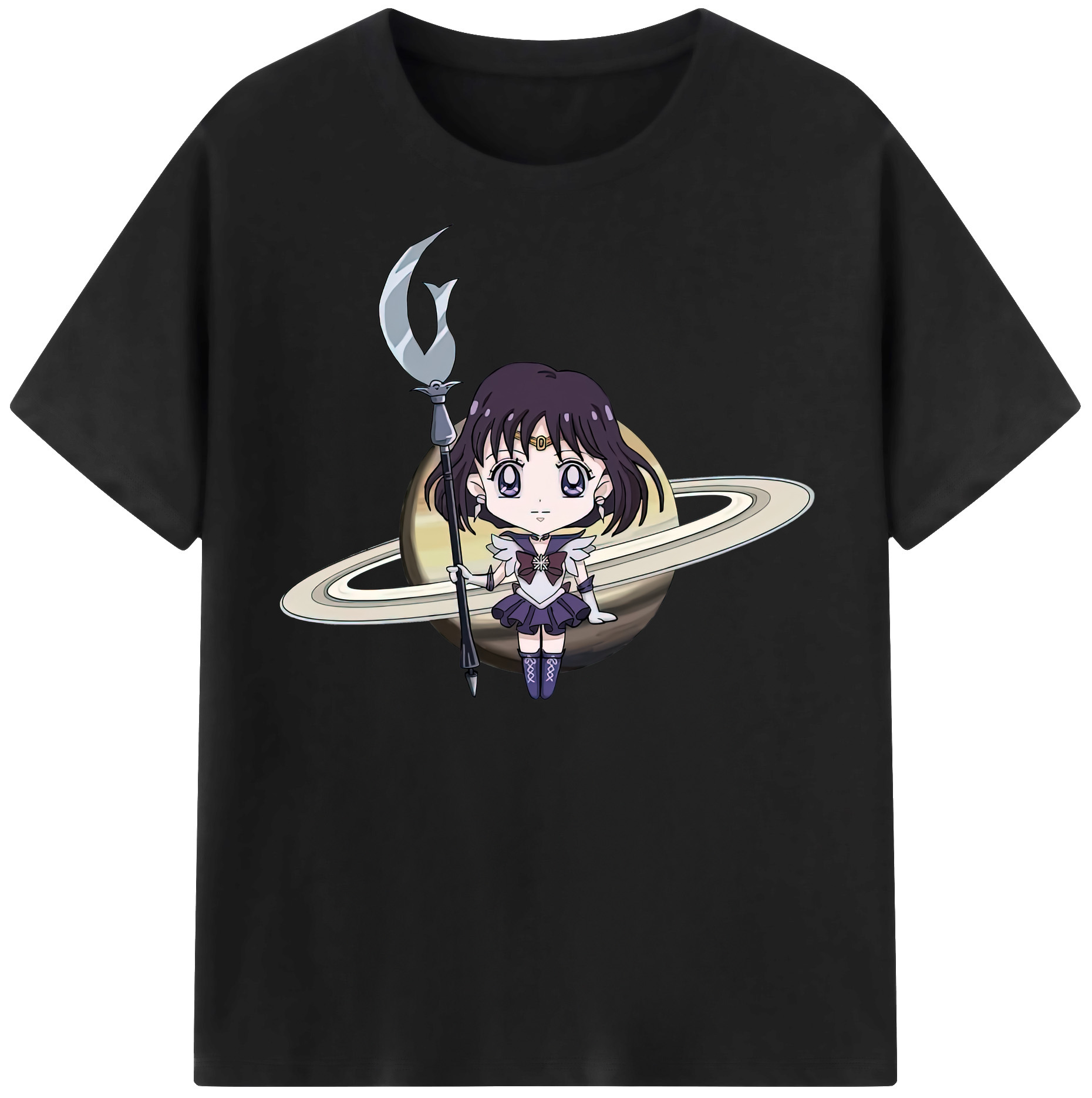 （画像用） 美少女戦士セーラームーン 土萠ほたる Sailor Moon Tomoe Hotaru （セーラーサターン；Sailor Saturn） 綿100％半袖Tシャツ（フロントプリント）