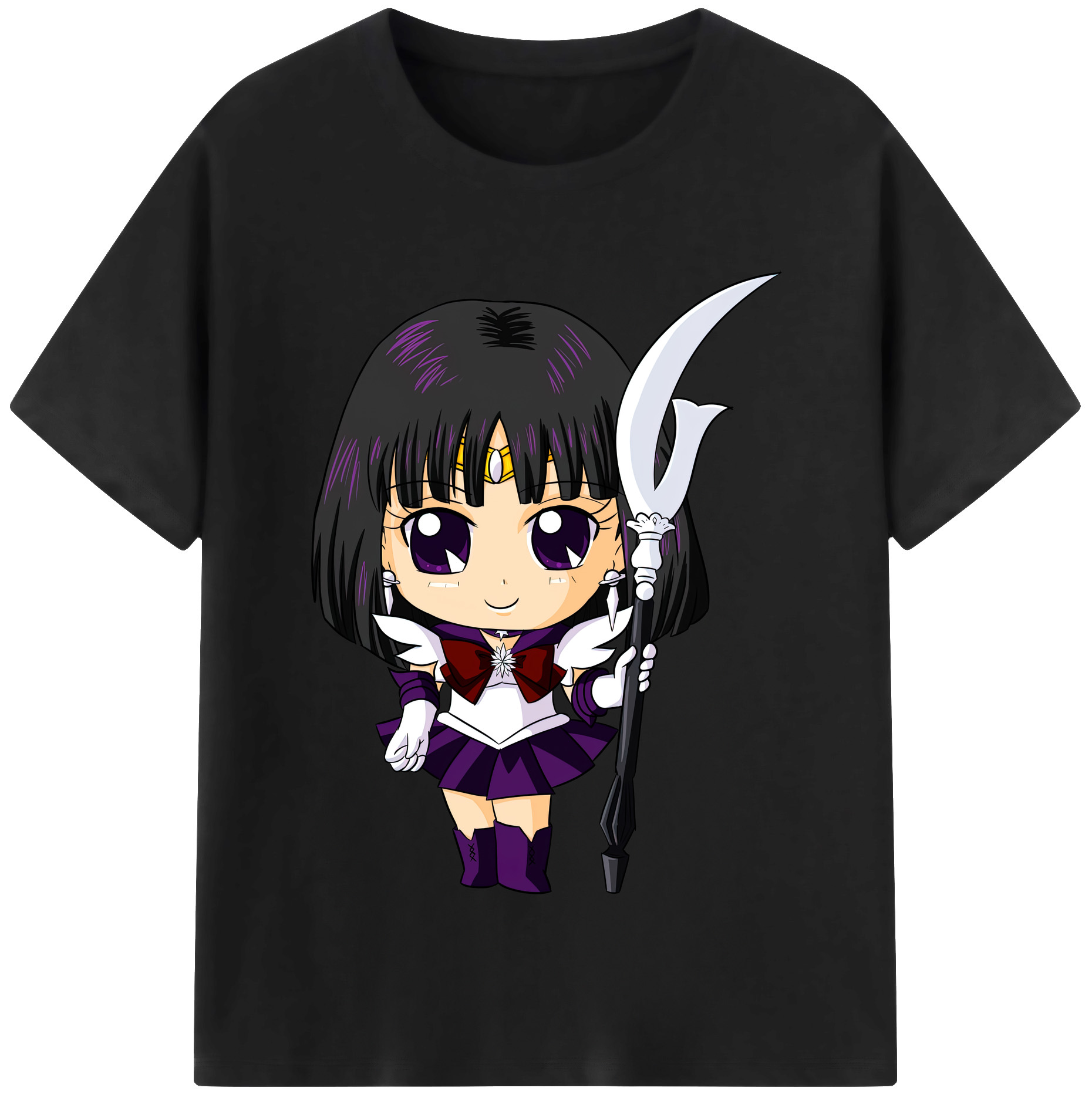 （画像用） 美少女戦士セーラームーン 土萠ほたる Sailor Moon Tomoe Hotaru （セーラーサターン；Sailor Saturn） 綿100％半袖Tシャツ（フロントプリント）