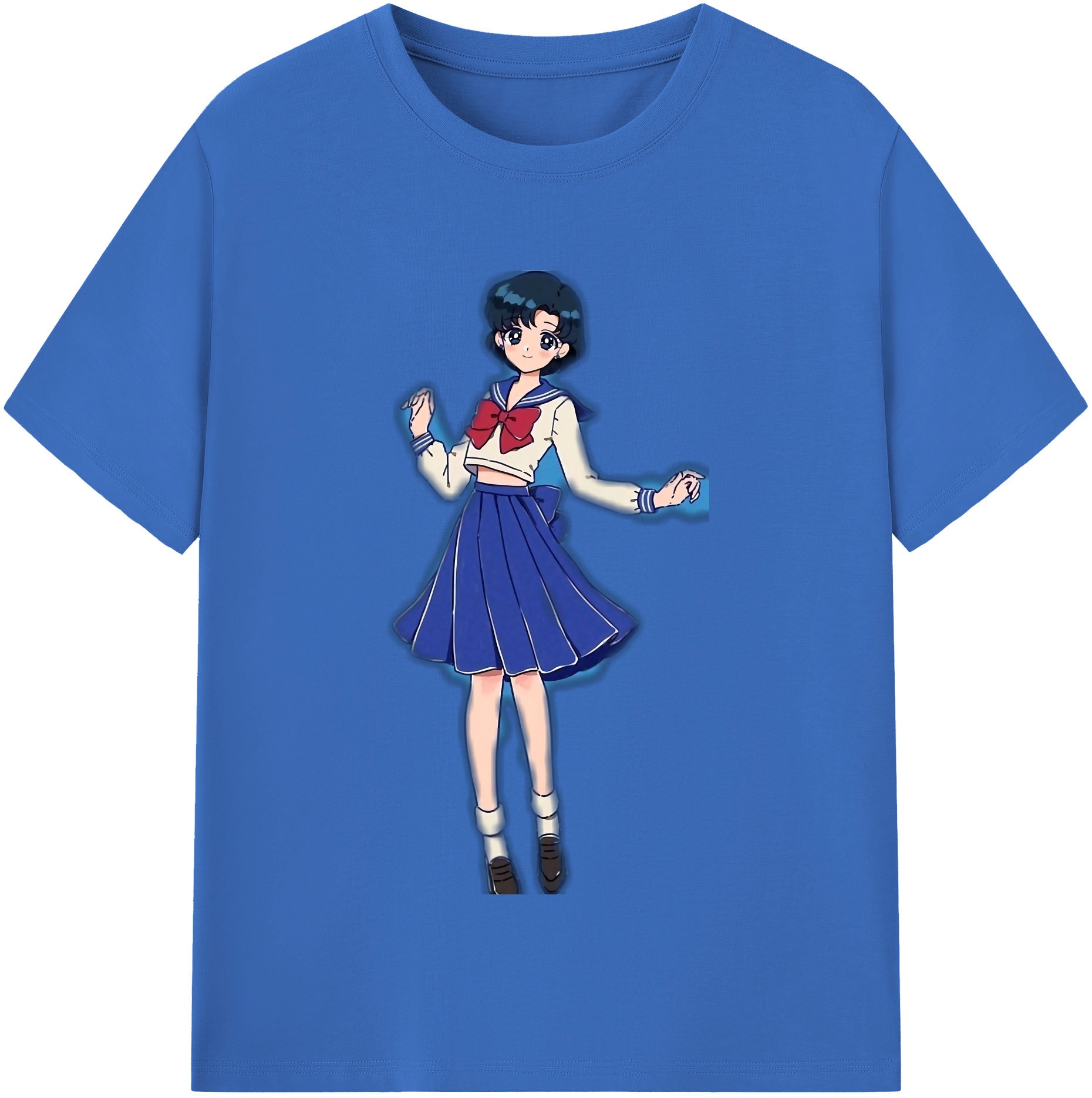 （画像用） 美少女戦士セーラームーン 水野 亜美 みずの あみ Sailor Moon Mizuno Ami 綿100％半袖Tシャツ（フロントプリント）
