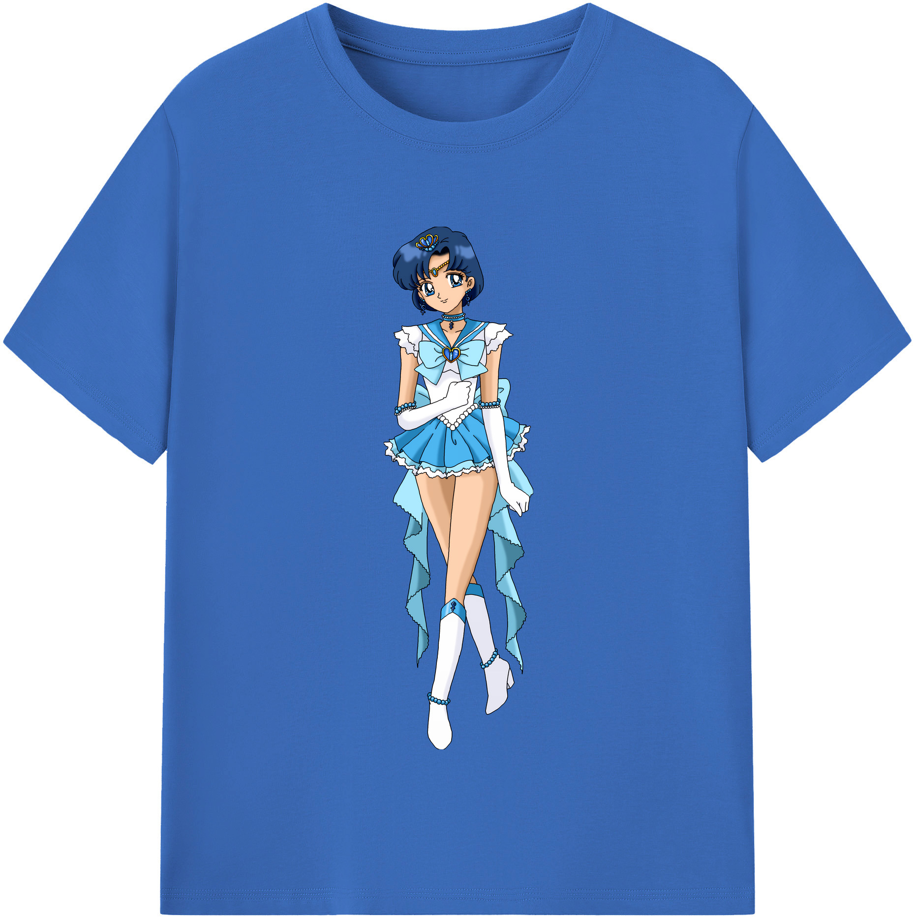 （画像用） 美少女戦士セーラームーン 水野 亜美 みずの あみ Sailor Moon Mizuno Ami 綿100％半袖Tシャツ（フロントプリント）
