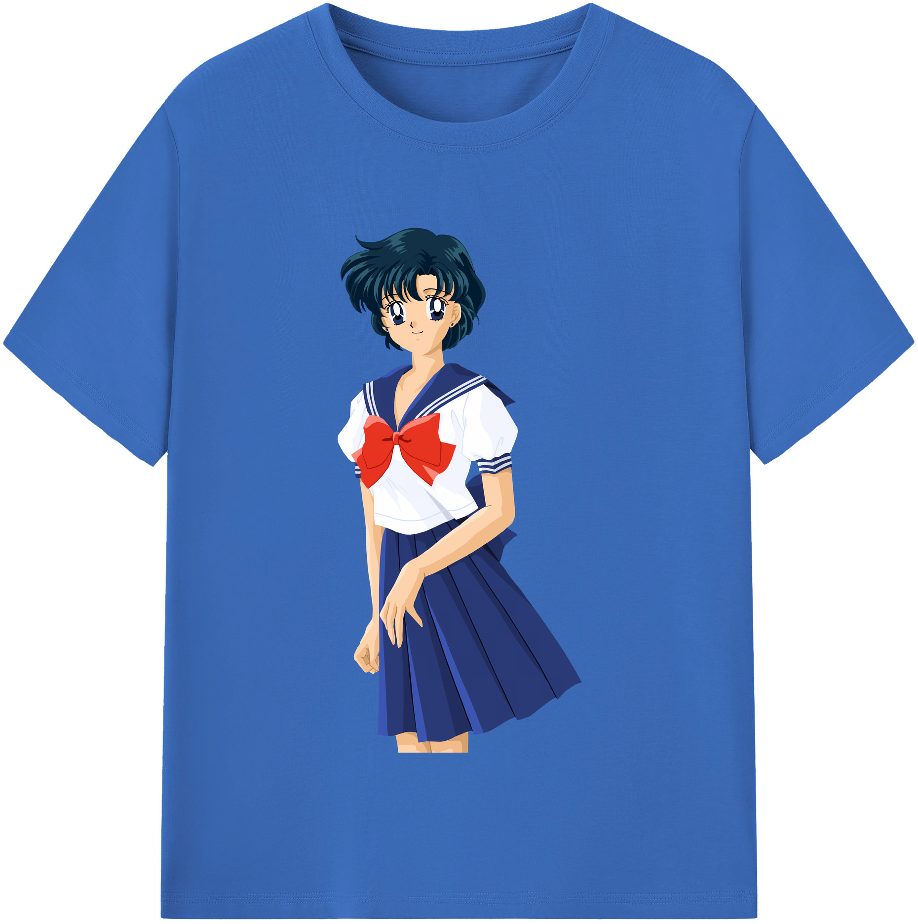（画像用） 美少女戦士セーラームーン 水野 亜美 みずの あみ Sailor Moon Mizuno Ami 綿100％半袖Tシャツ（フロントプリント）