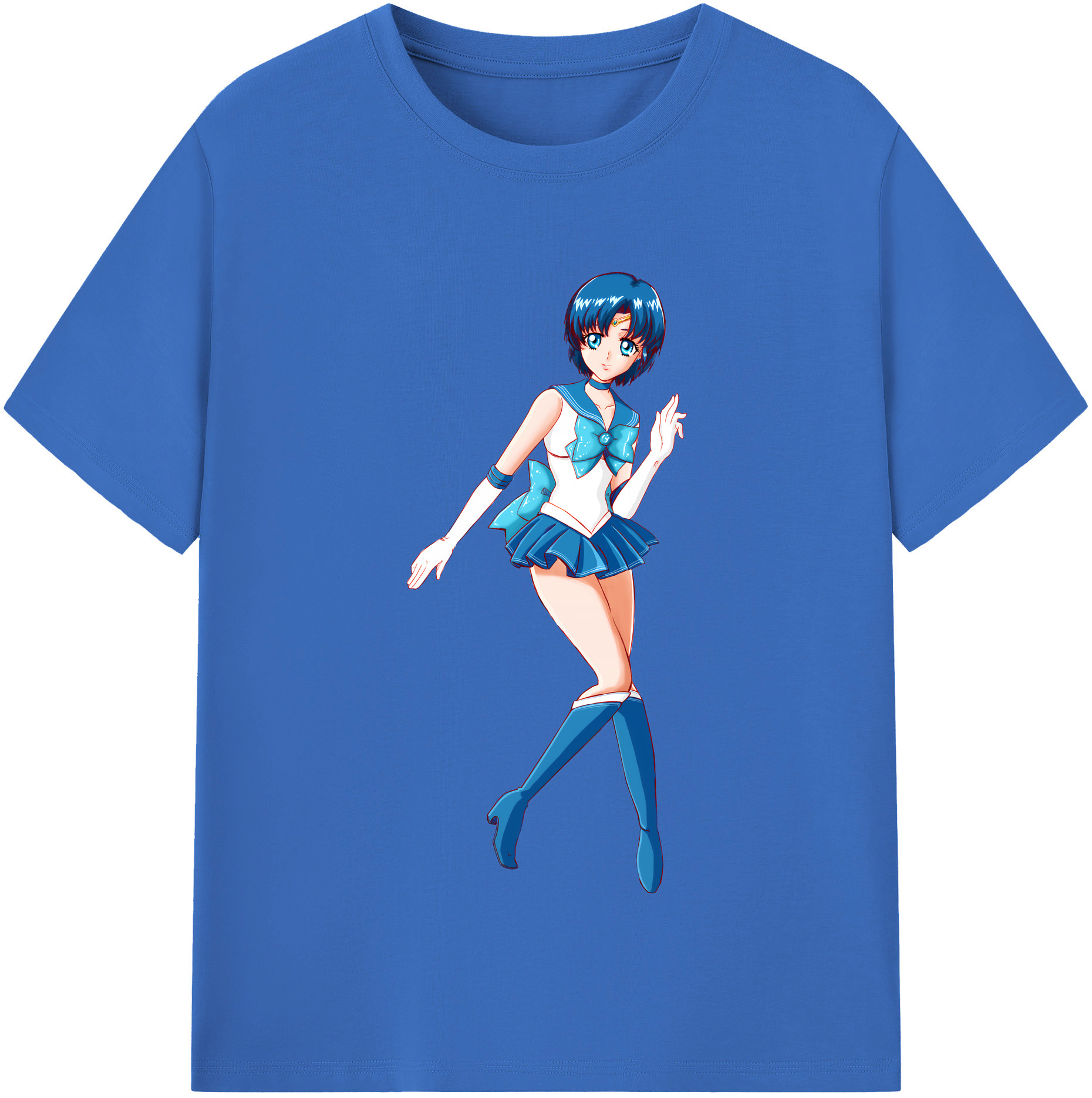 （画像用） 美少女戦士セーラームーン 水野 亜美 みずの あみ Sailor Moon Mizuno Ami 綿100％半袖Tシャツ（フロントプリント）