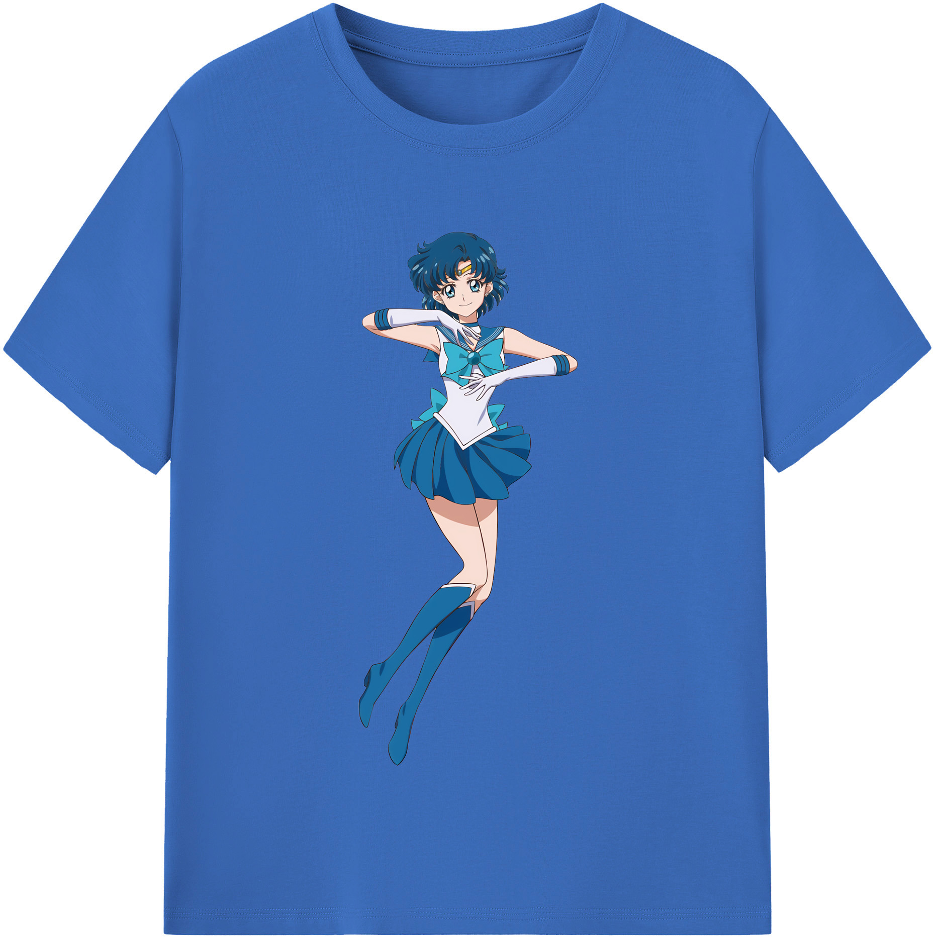 （画像用） 美少女戦士セーラームーン 水野 亜美 みずの あみ Sailor Moon Mizuno Ami 綿100％半袖Tシャツ（フロントプリント）