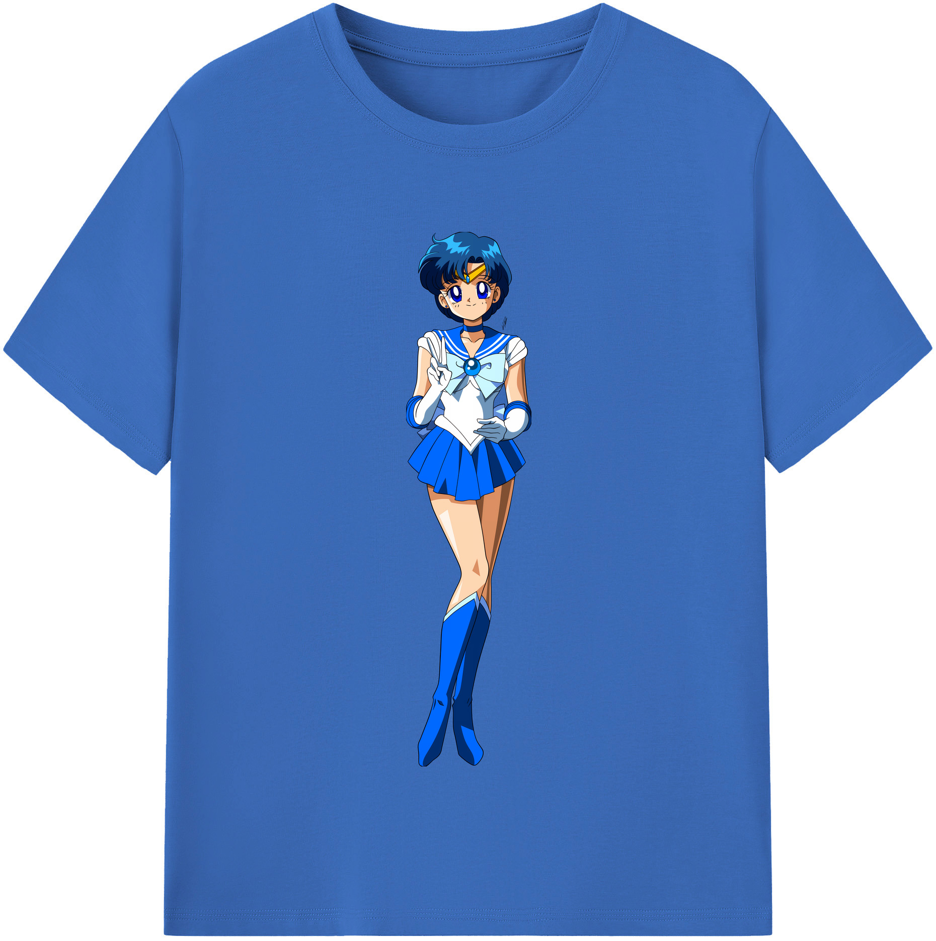 （画像用） 美少女戦士セーラームーン 水野 亜美 みずの あみ Sailor Moon Mizuno Ami 綿100％半袖Tシャツ（フロントプリント）