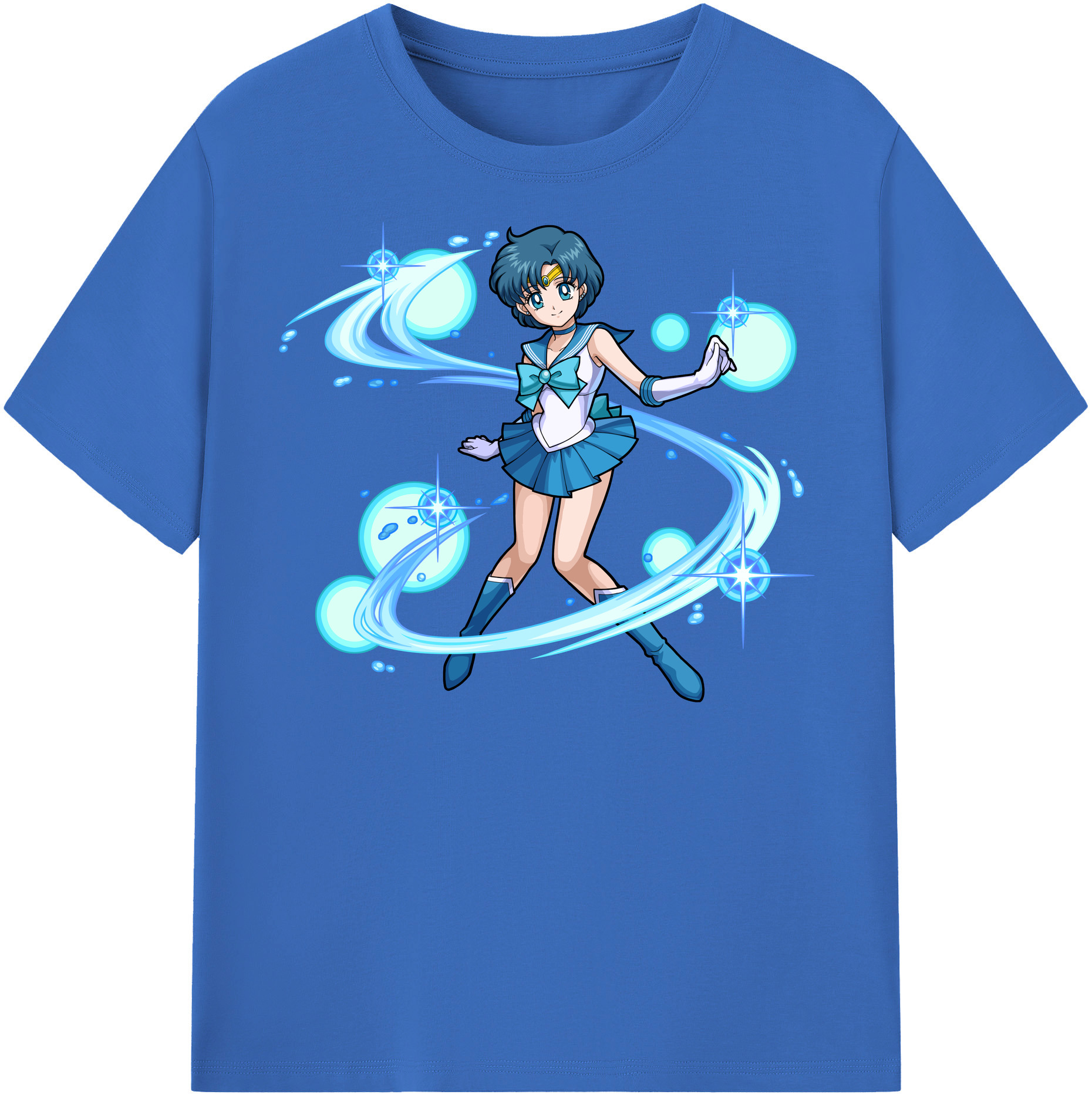 （画像用） 美少女戦士セーラームーン 水野 亜美 みずの あみ Sailor Moon Mizuno Ami 綿100％半袖Tシャツ（フロントプリント）