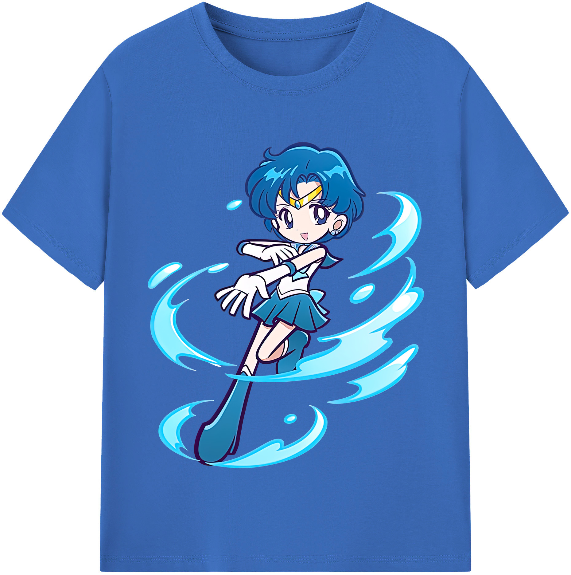 （画像用） 美少女戦士セーラームーン 水野 亜美 みずの あみ Sailor Moon Mizuno Ami 綿100％半袖Tシャツ（フロントプリント）