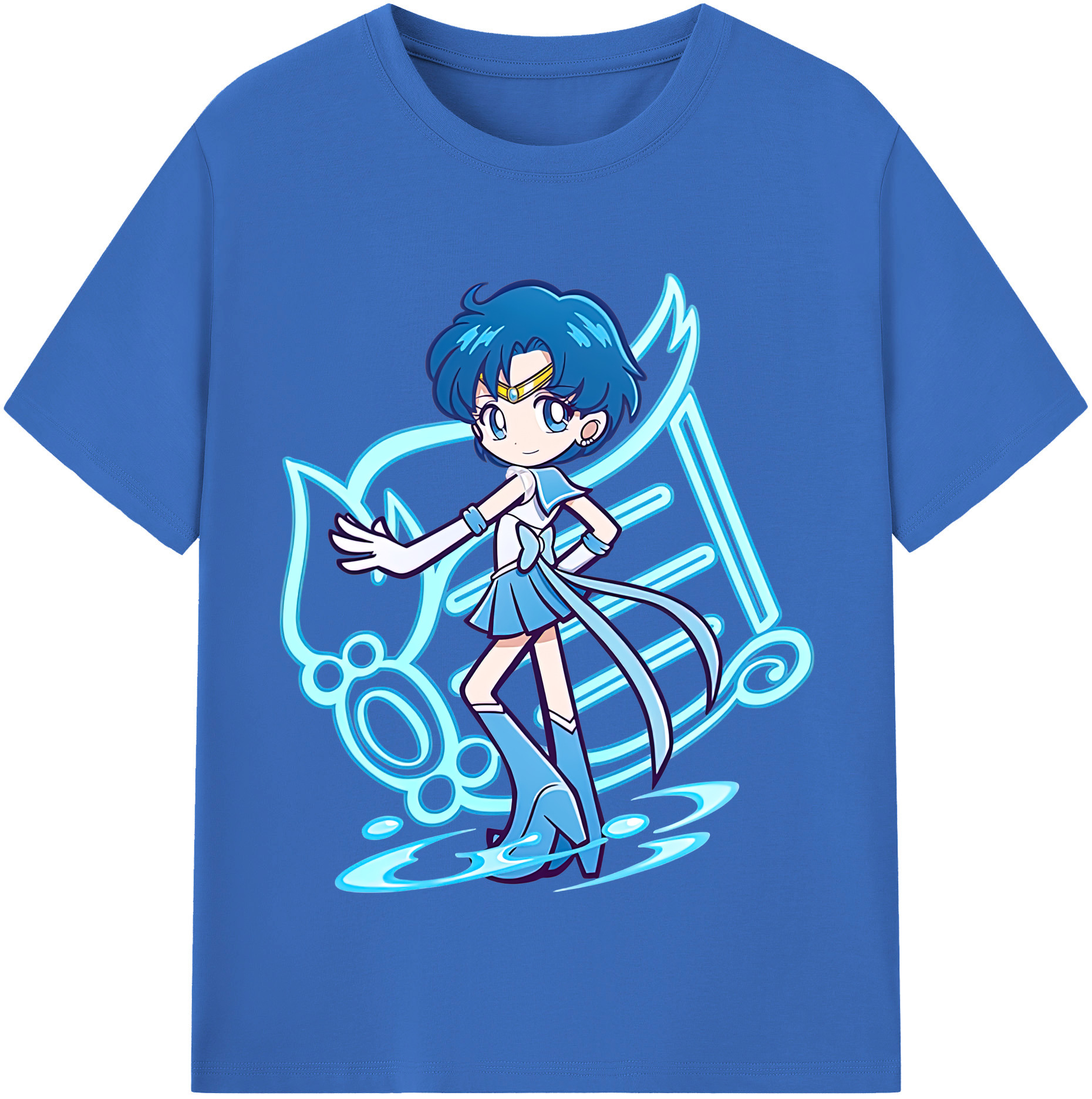 （画像用） 美少女戦士セーラームーン 水野 亜美 みずの あみ Sailor Moon Mizuno Ami 綿100％半袖Tシャツ（フロントプリント）