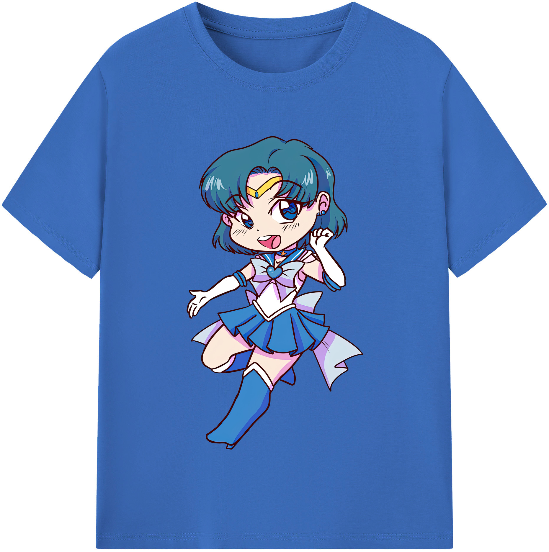 （画像用） 美少女戦士セーラームーン 水野 亜美 みずの あみ Sailor Moon Mizuno Ami 綿100％半袖Tシャツ（フロントプリント）