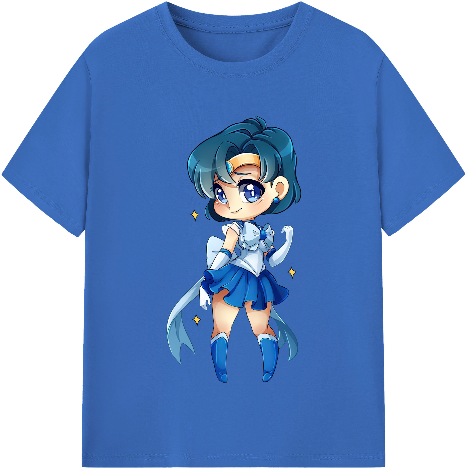 （画像用） 美少女戦士セーラームーン 水野 亜美 みずの あみ Sailor Moon Mizuno Ami 綿100％半袖Tシャツ（フロントプリント）