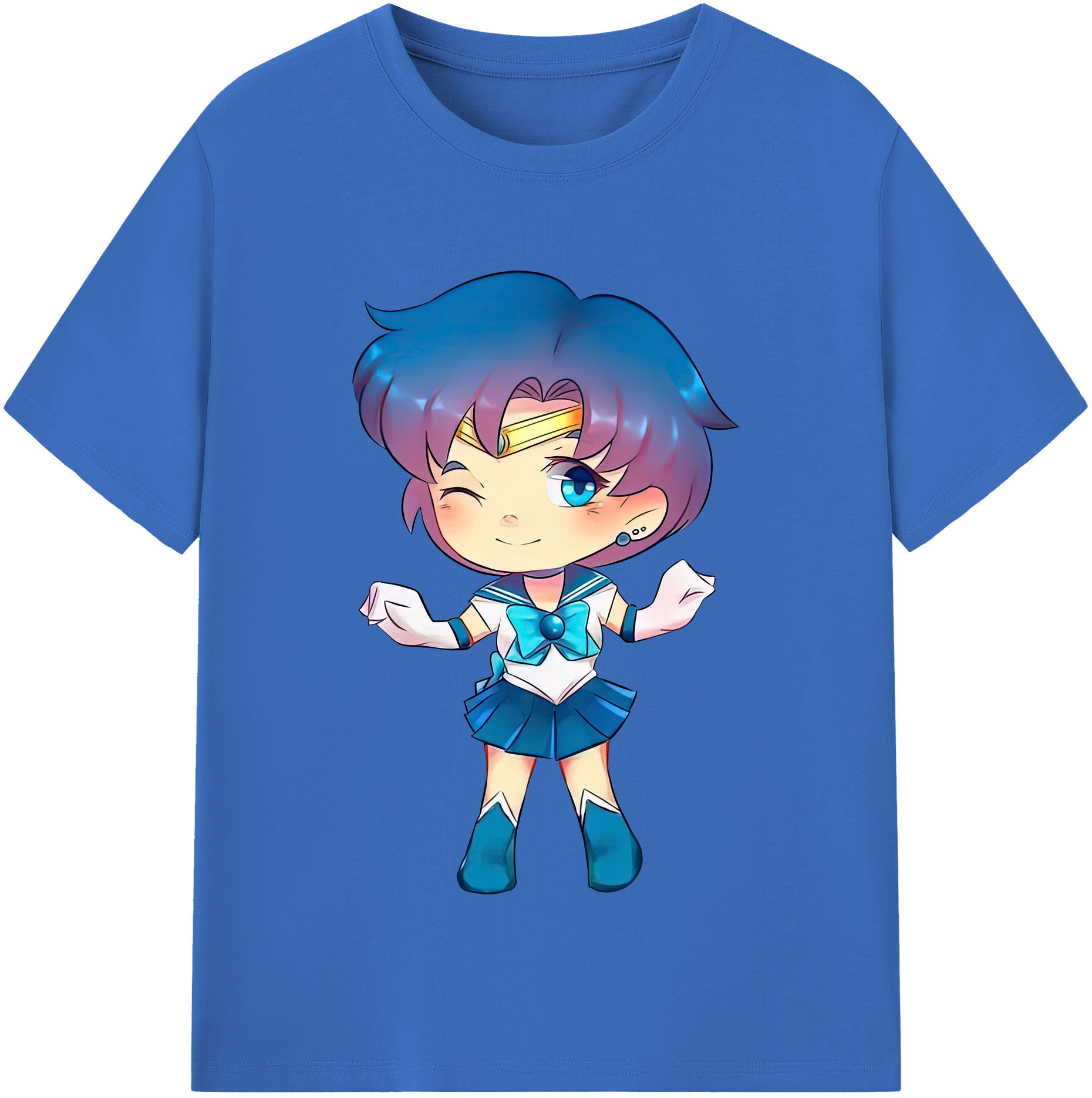 （画像用） 美少女戦士セーラームーン 水野 亜美 みずの あみ Sailor Moon Mizuno Ami 綿100％半袖Tシャツ（フロントプリント）