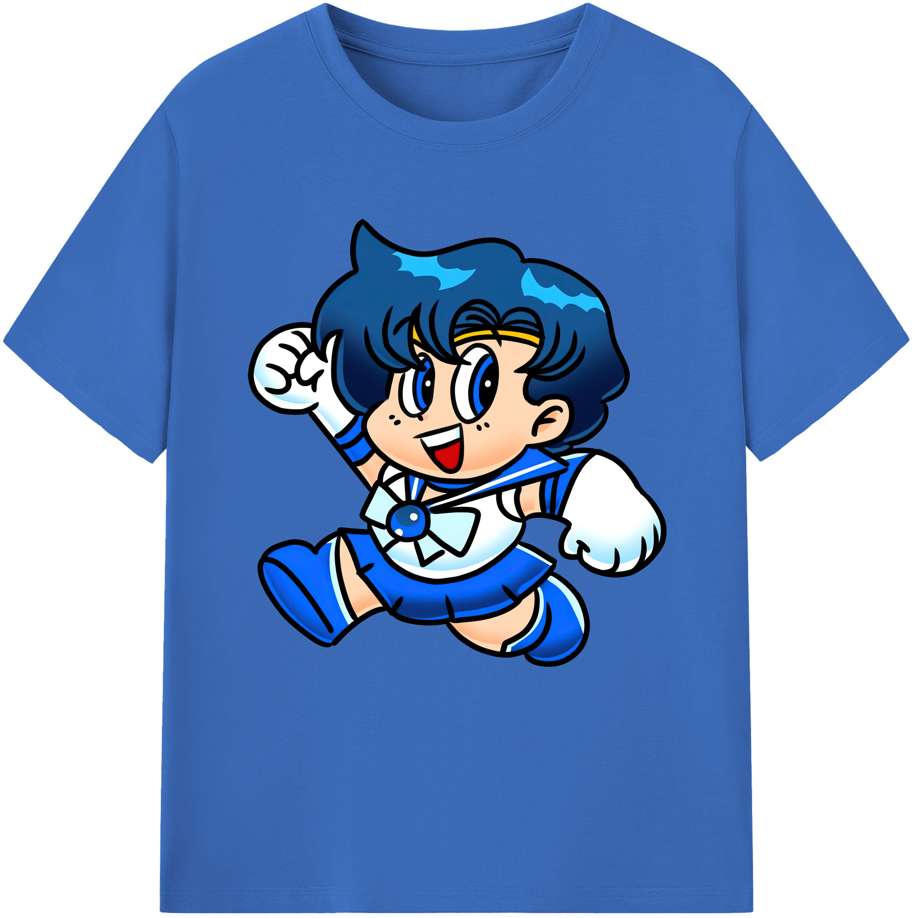（画像用） 美少女戦士セーラームーン 水野 亜美 みずの あみ Sailor Moon Mizuno Ami 綿100％半袖Tシャツ（フロントプリント）