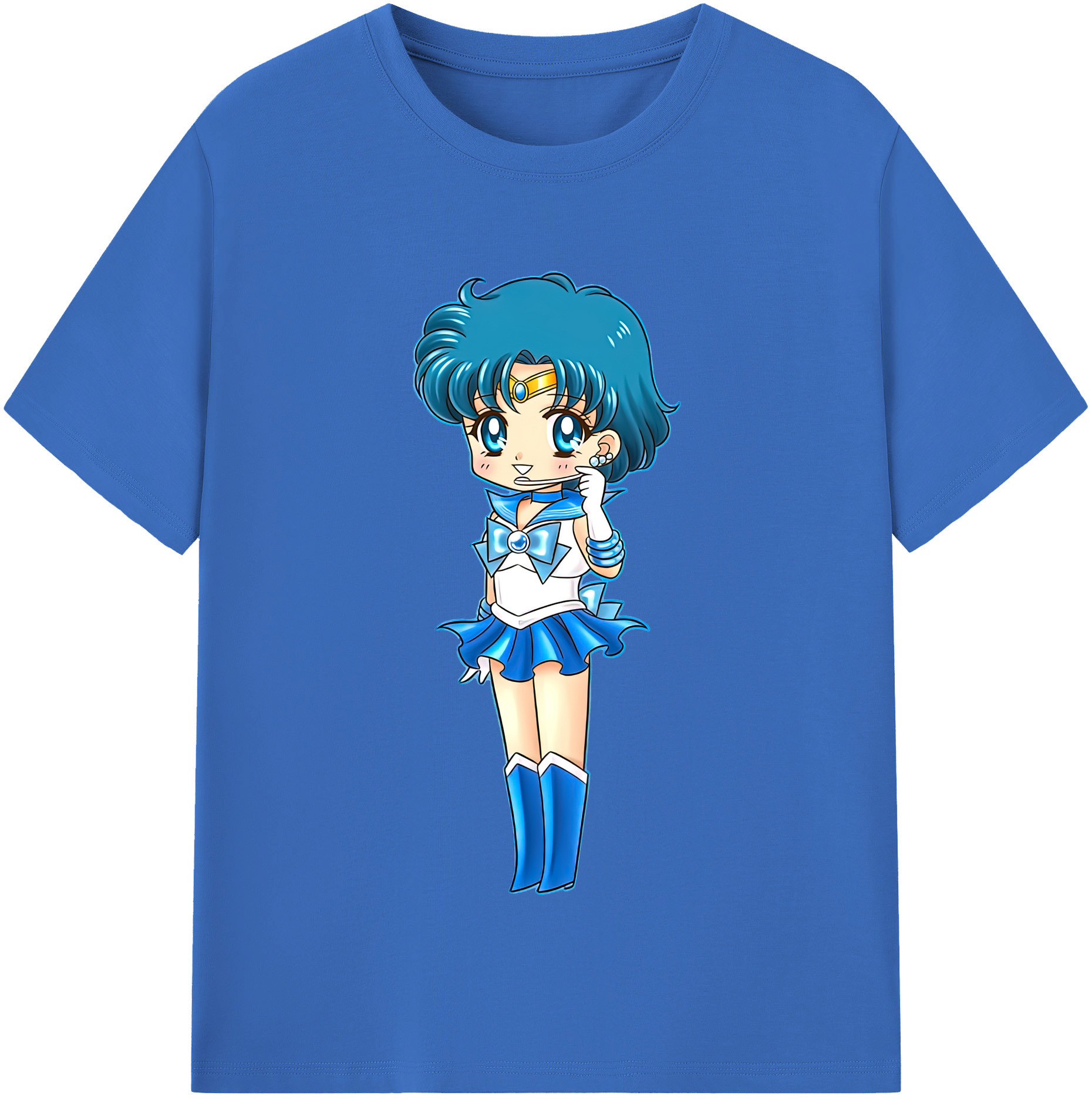 （画像用） 美少女戦士セーラームーン 水野 亜美 みずの あみ Sailor Moon Mizuno Ami 綿100％半袖Tシャツ（フロントプリント）