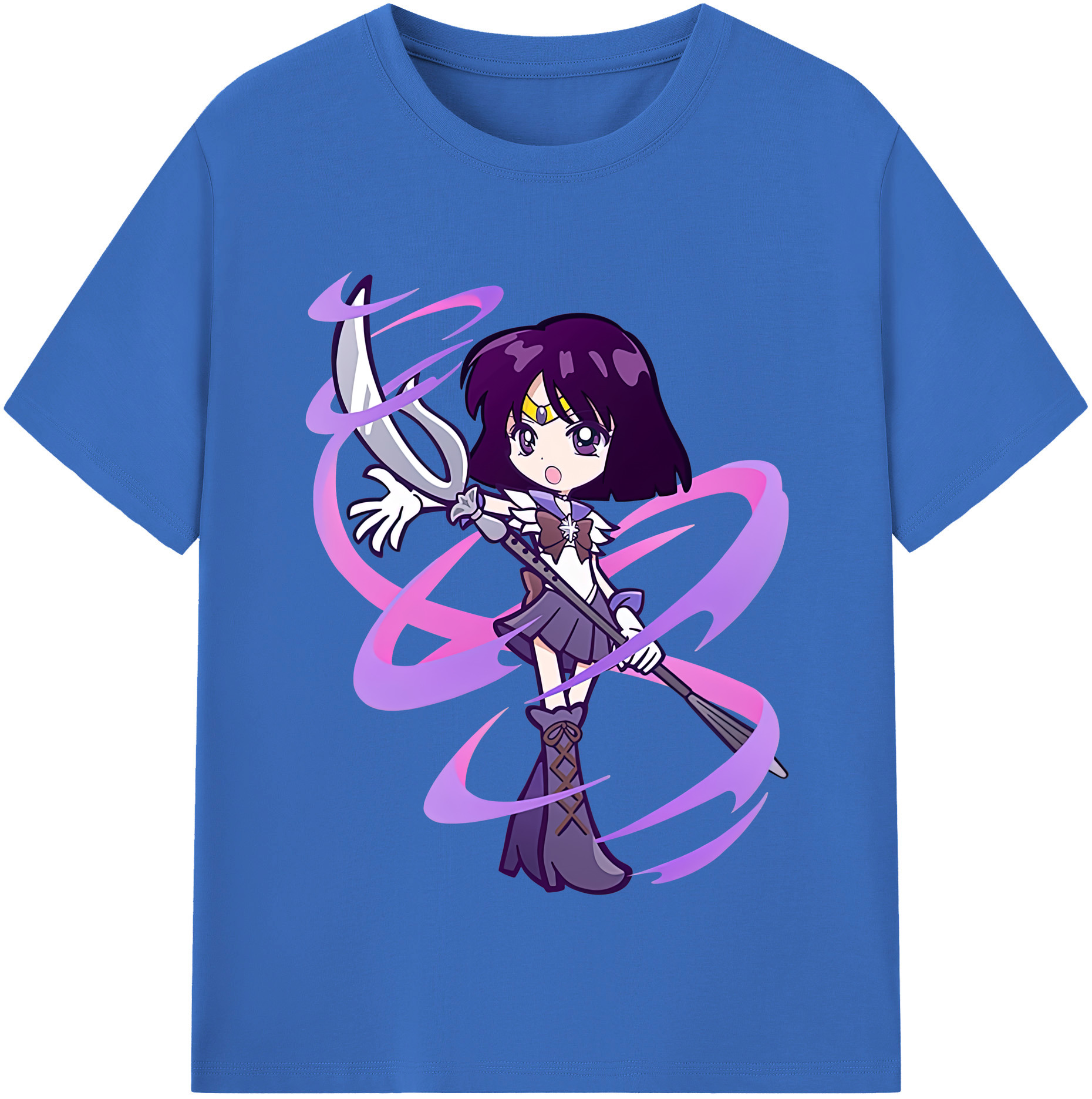 （画像用） 美少女戦士セーラームーン 土萠ほたる Sailor Moon Tomoe Hotaru （セーラーサターン；Sailor Saturn） 綿100％半袖Tシャツ（フロントプリント）