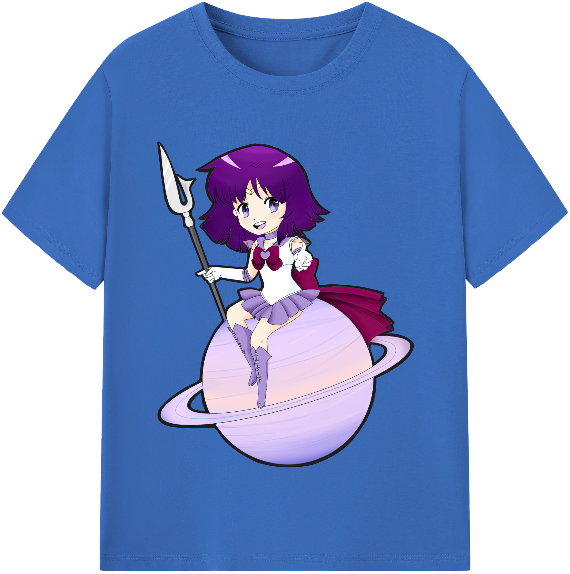 （画像用） 美少女戦士セーラームーン 土萠ほたる Sailor Moon Tomoe Hotaru （セーラーサターン；Sailor Saturn） 綿100％半袖Tシャツ（フロントプリント）