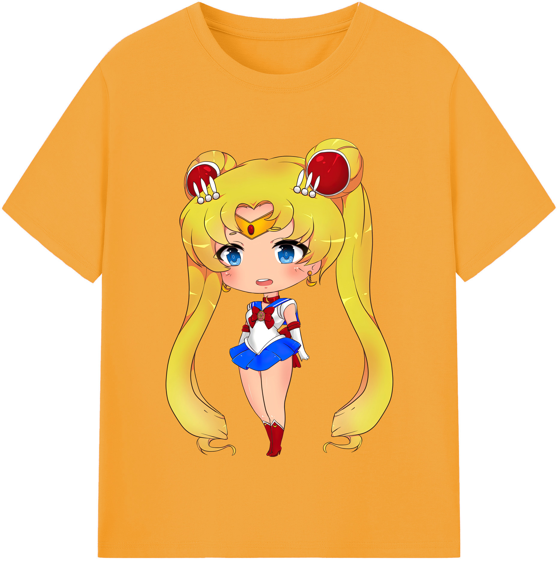（画像用） 美少女戦士セーラームーン 月野 うさぎ つきの うさぎ Sailor Moon Tsukino Usagi 綿100％半袖Tシャツ（フロントプリント）