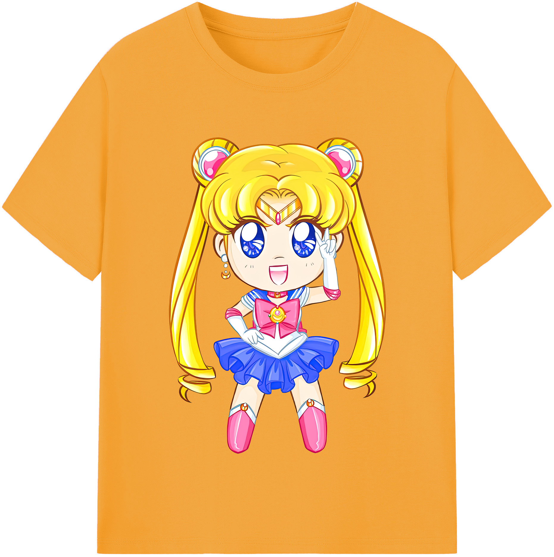 （画像用） 美少女戦士セーラームーン 月野 うさぎ つきの うさぎ Sailor Moon Tsukino Usagi 綿100％半袖Tシャツ（フロントプリント）