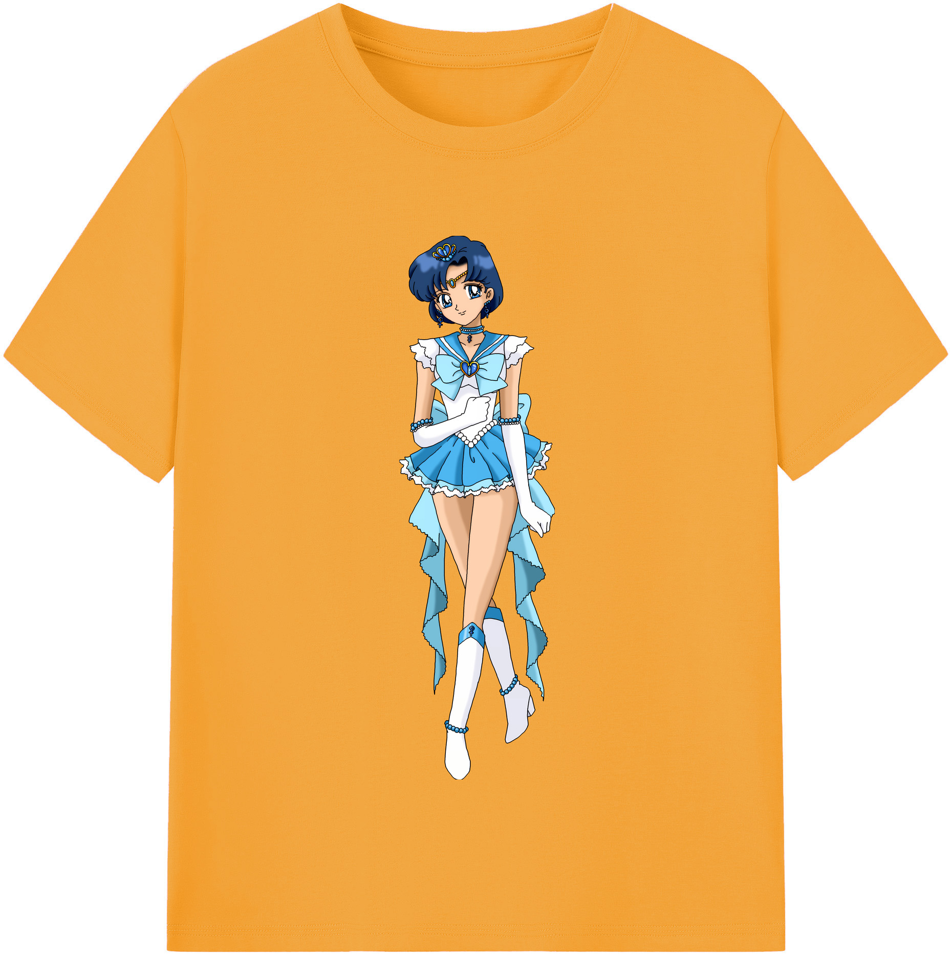 （画像用） 美少女戦士セーラームーン 水野 亜美 みずの あみ Sailor Moon Mizuno Ami 綿100％半袖Tシャツ（フロントプリント）