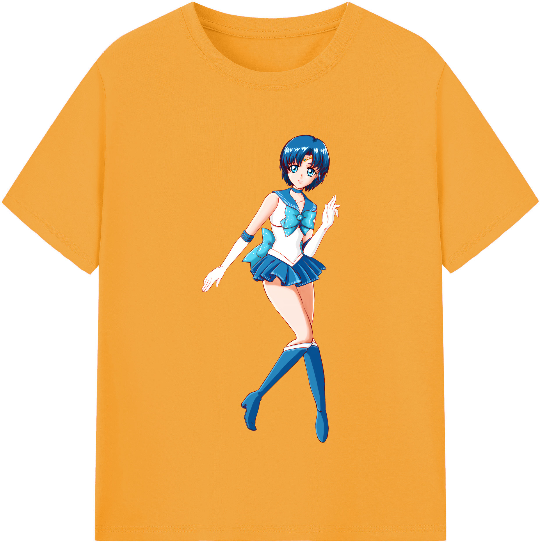 （画像用） 美少女戦士セーラームーン 水野 亜美 みずの あみ Sailor Moon Mizuno Ami 綿100％半袖Tシャツ（フロントプリント）