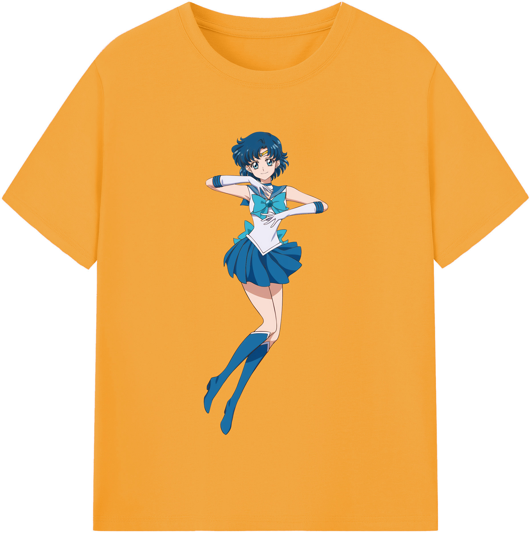 （画像用） 美少女戦士セーラームーン 水野 亜美 みずの あみ Sailor Moon Mizuno Ami 綿100％半袖Tシャツ（フロントプリント）