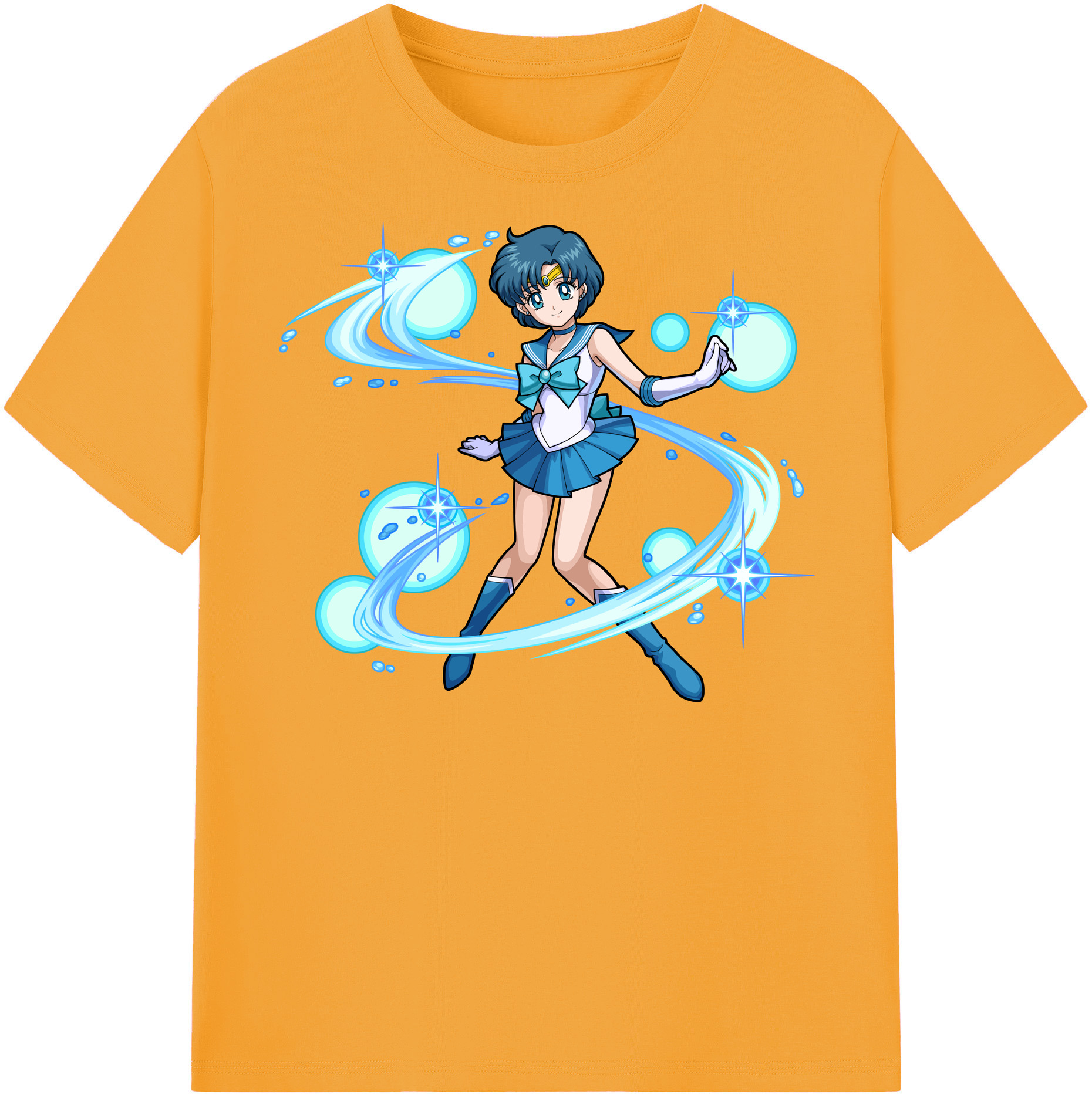 （画像用） 美少女戦士セーラームーン 水野 亜美 みずの あみ Sailor Moon Mizuno Ami 綿100％半袖Tシャツ（フロントプリント）