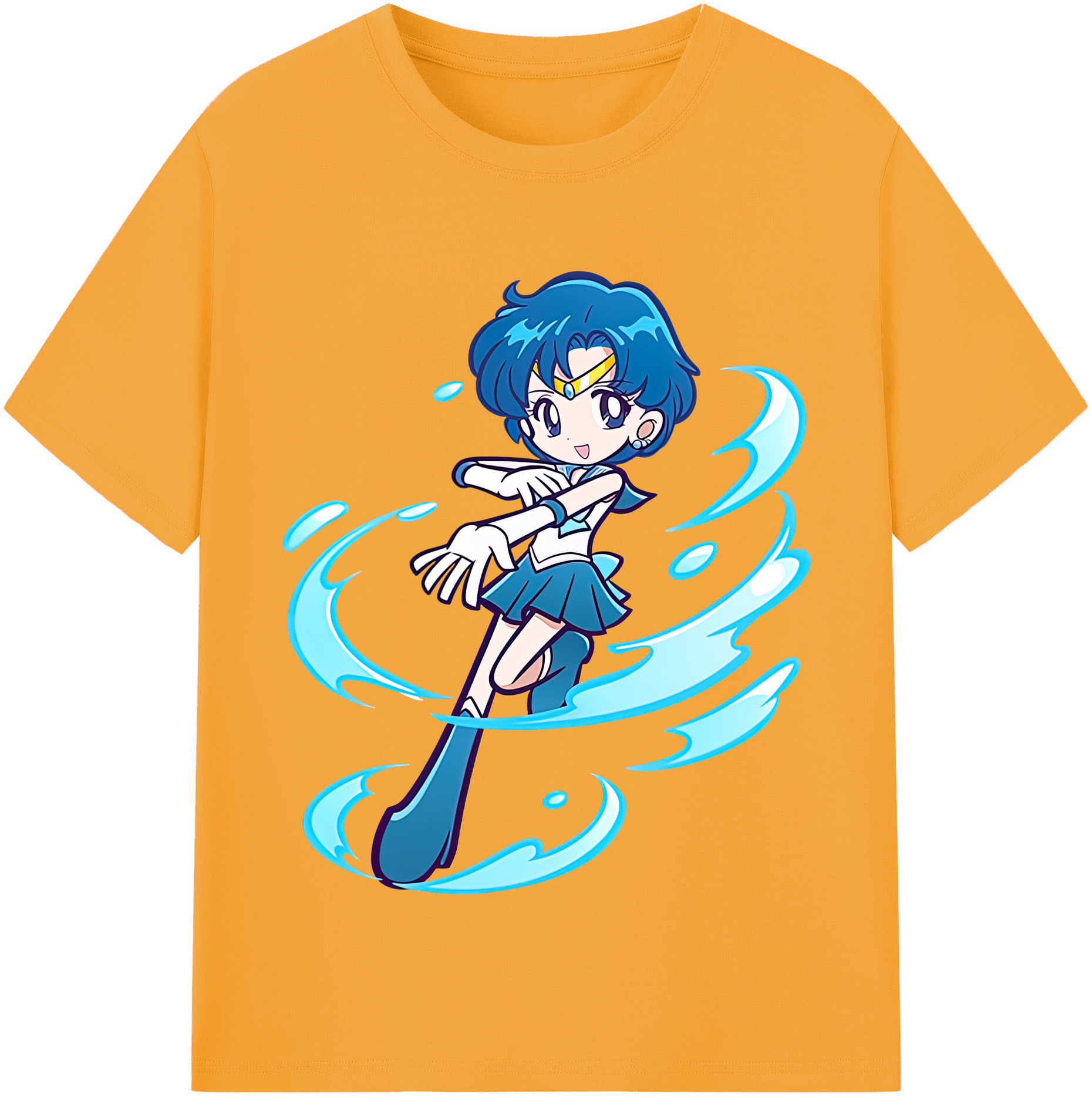 （画像用） 美少女戦士セーラームーン 水野 亜美 みずの あみ Sailor Moon Mizuno Ami 綿100％半袖Tシャツ（フロントプリント）
