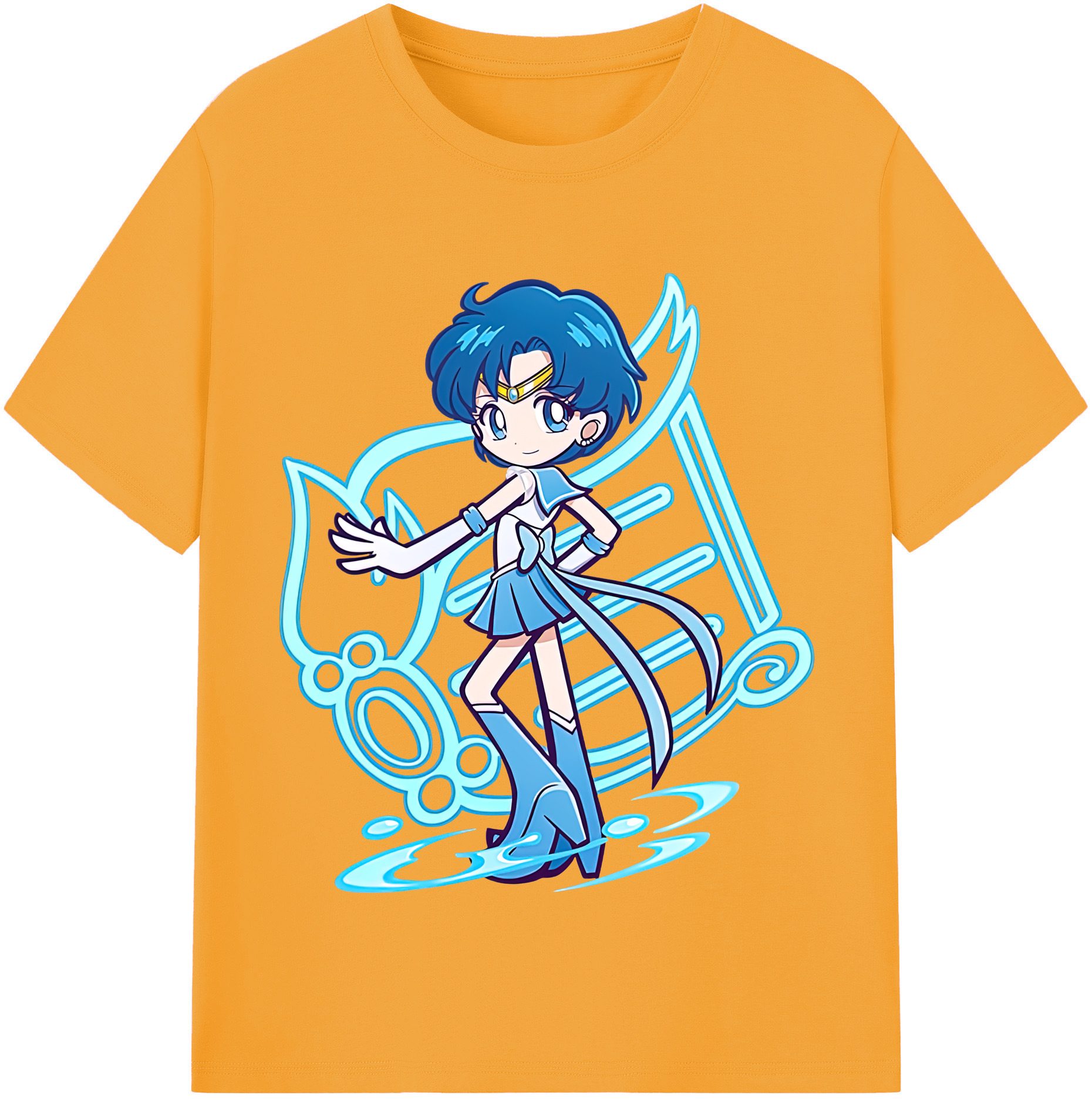 （画像用） 美少女戦士セーラームーン 水野 亜美 みずの あみ Sailor Moon Mizuno Ami 綿100％半袖Tシャツ（フロントプリント）