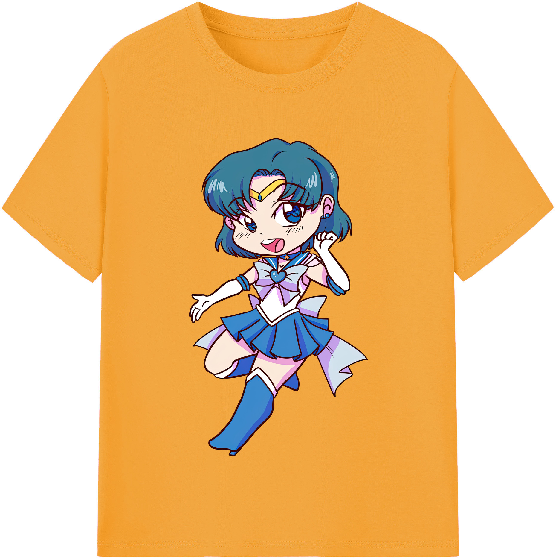 （画像用） 美少女戦士セーラームーン 水野 亜美 みずの あみ Sailor Moon Mizuno Ami 綿100％半袖Tシャツ（フロントプリント）