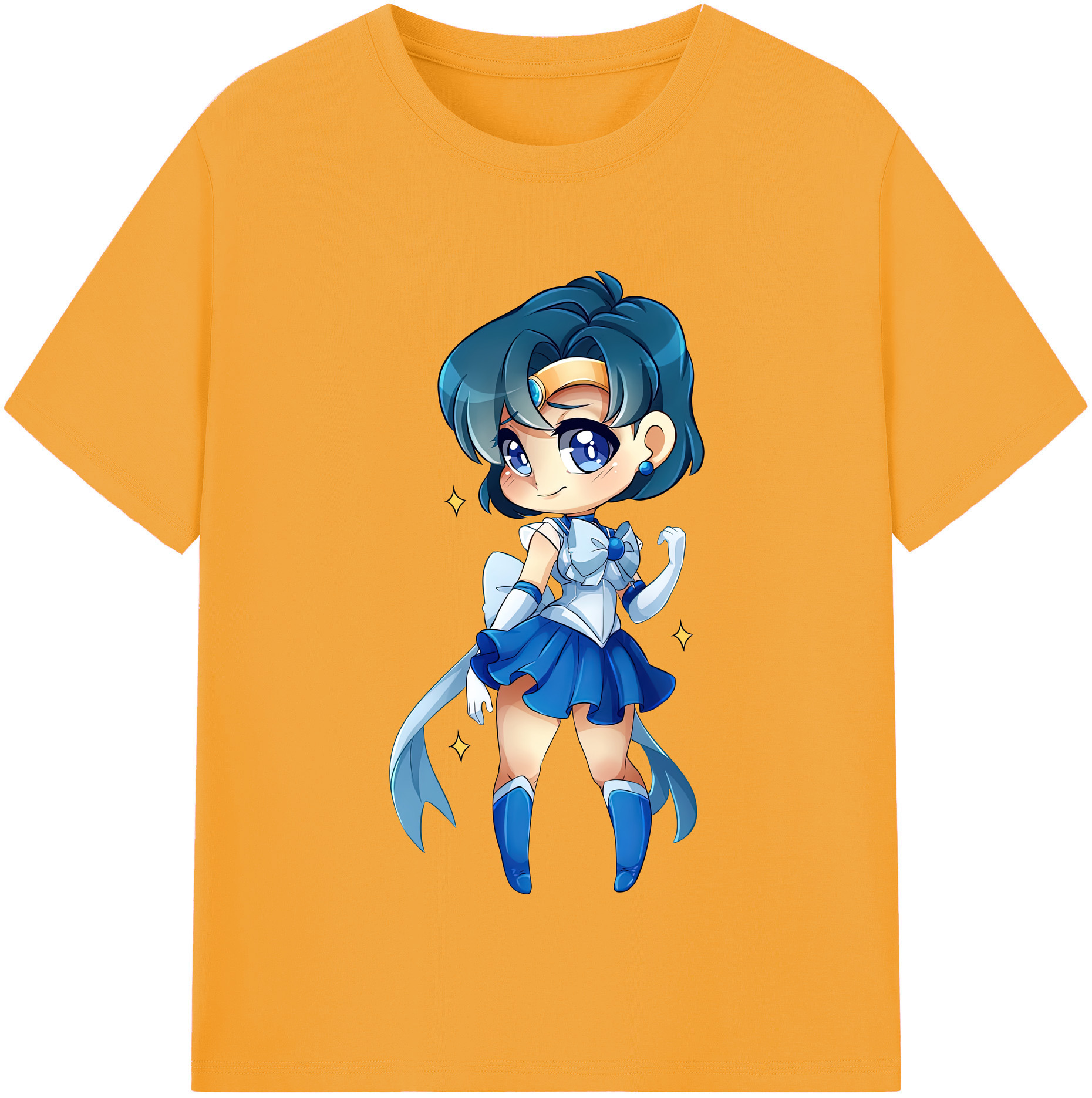 （画像用） 美少女戦士セーラームーン 水野 亜美 みずの あみ Sailor Moon Mizuno Ami 綿100％半袖Tシャツ（フロントプリント）