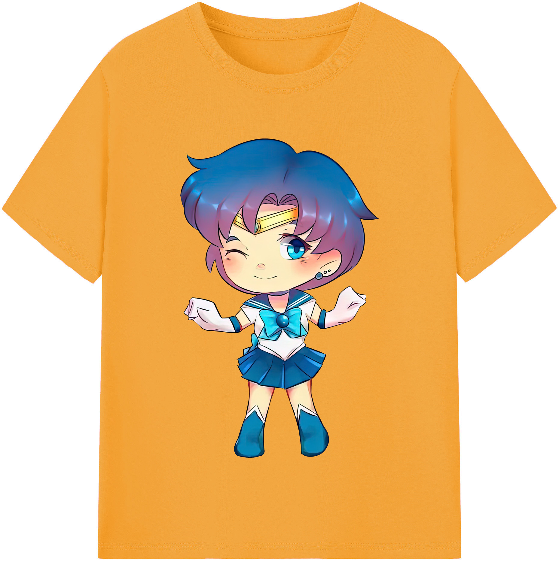 （画像用） 美少女戦士セーラームーン 水野 亜美 みずの あみ Sailor Moon Mizuno Ami 綿100％半袖Tシャツ（フロントプリント）