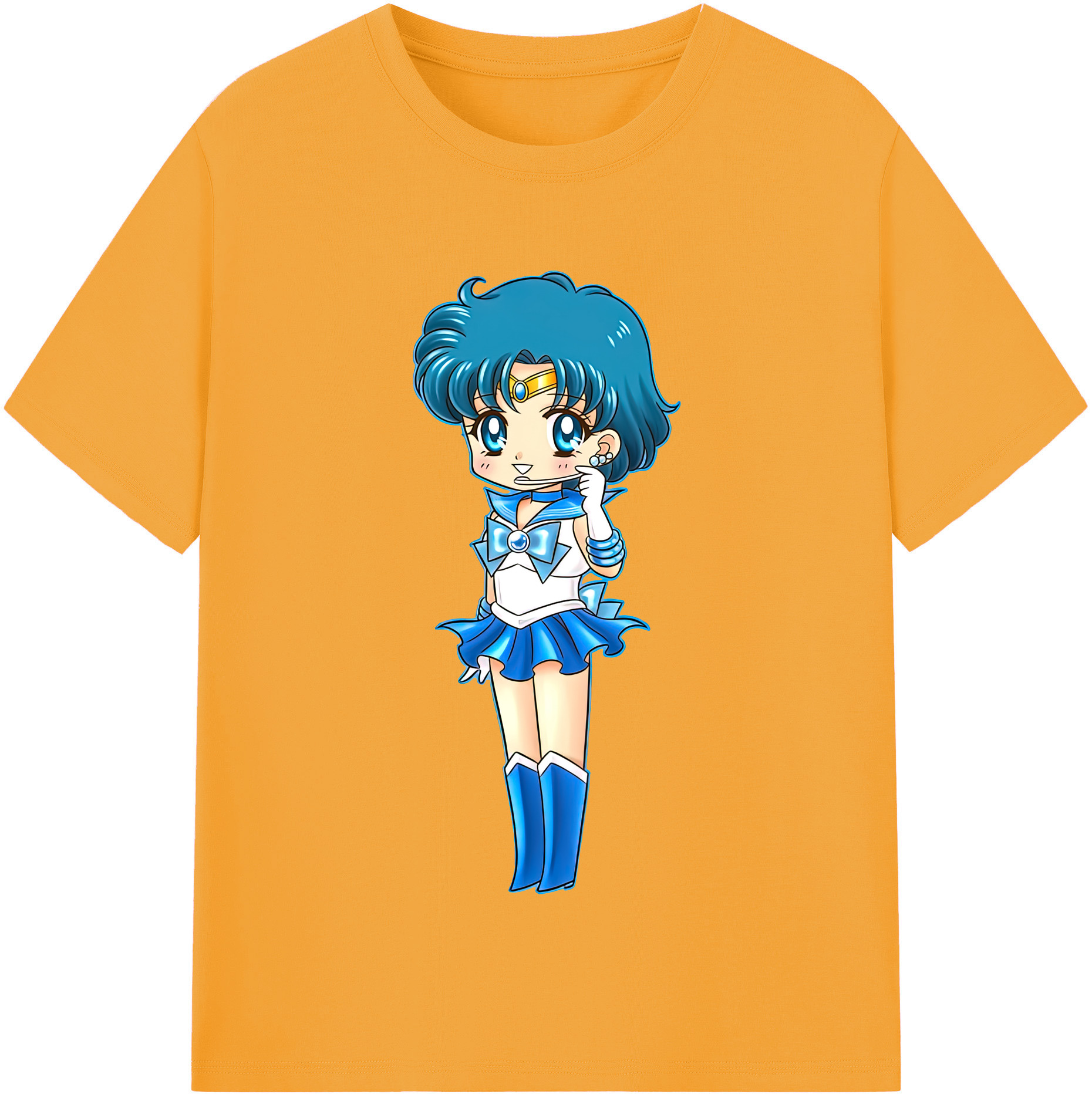 （画像用） 美少女戦士セーラームーン 水野 亜美 みずの あみ Sailor Moon Mizuno Ami 綿100％半袖Tシャツ（フロントプリント）