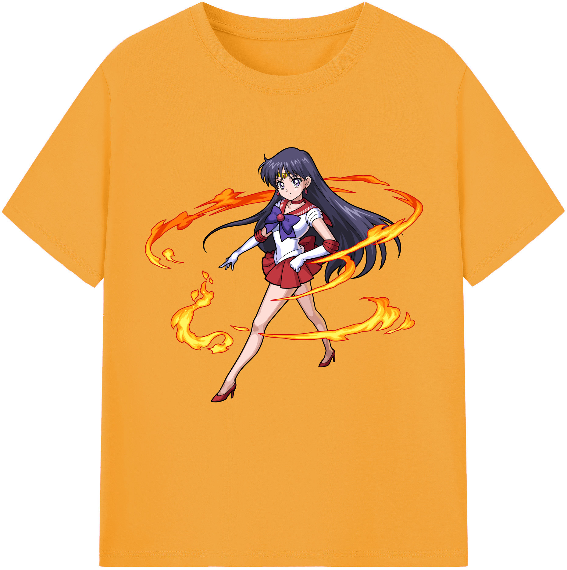 （画像用） 美少女戦士セーラームーン 火野レイ ひの レイ Sailor Moon Hino Rei （セーラーマーズ,Sailor Mars） 綿100％半袖Tシャツ（フロントプリント）