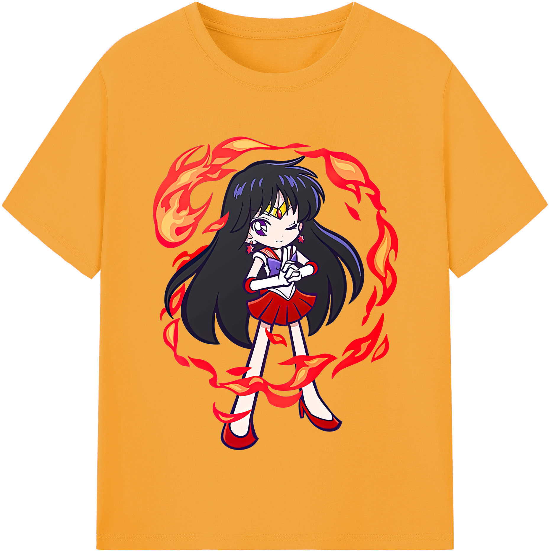 （画像用） 美少女戦士セーラームーン 火野レイ ひの レイ Sailor Moon Hino Rei （セーラーマーズ,Sailor Mars） 綿100％半袖Tシャツ（フロントプリント）