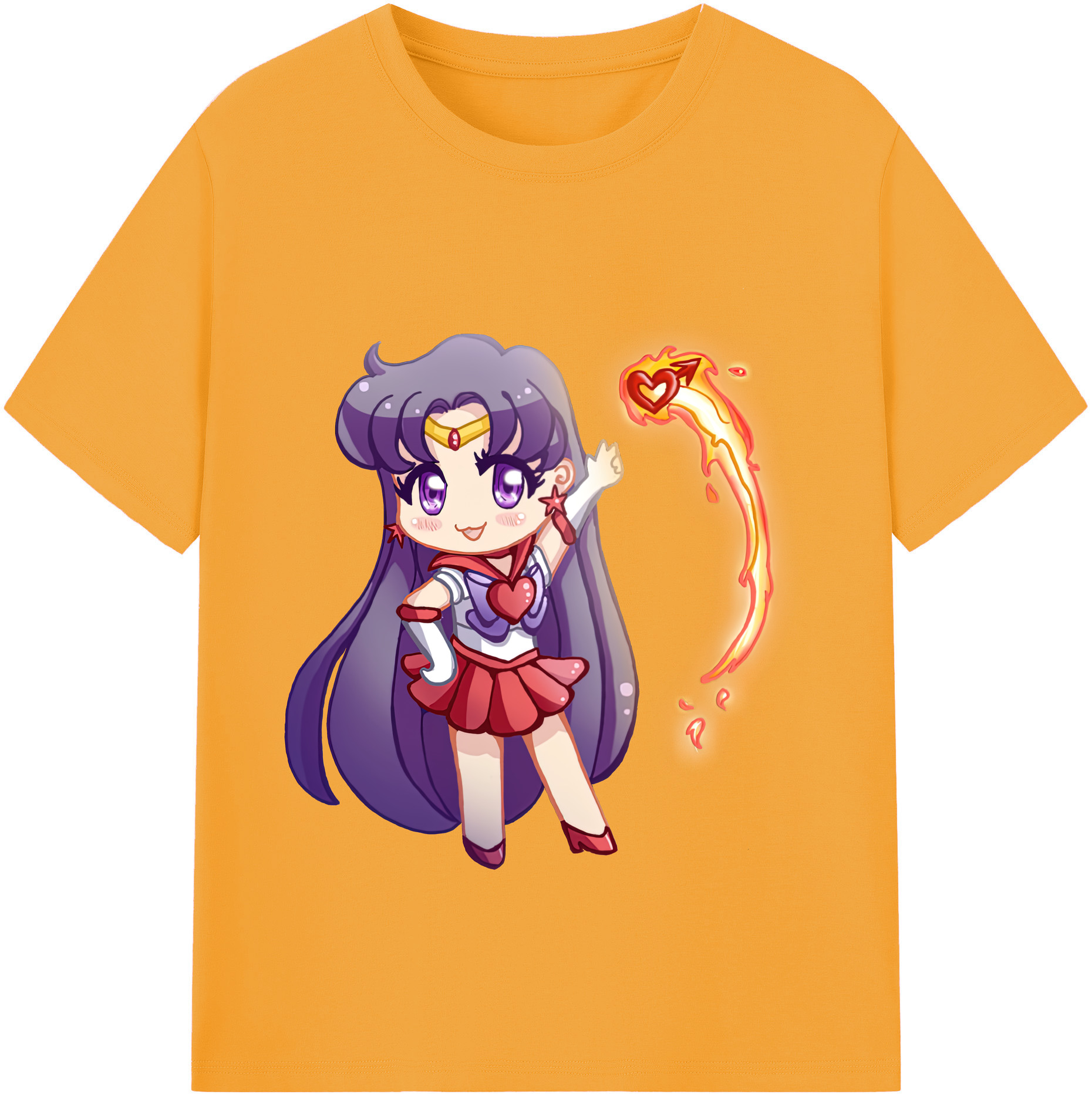 （画像用） 美少女戦士セーラームーン 火野レイ ひの レイ Sailor Moon Hino Rei （セーラーマーズ,Sailor Mars） 綿100％半袖Tシャツ（フロントプリント）