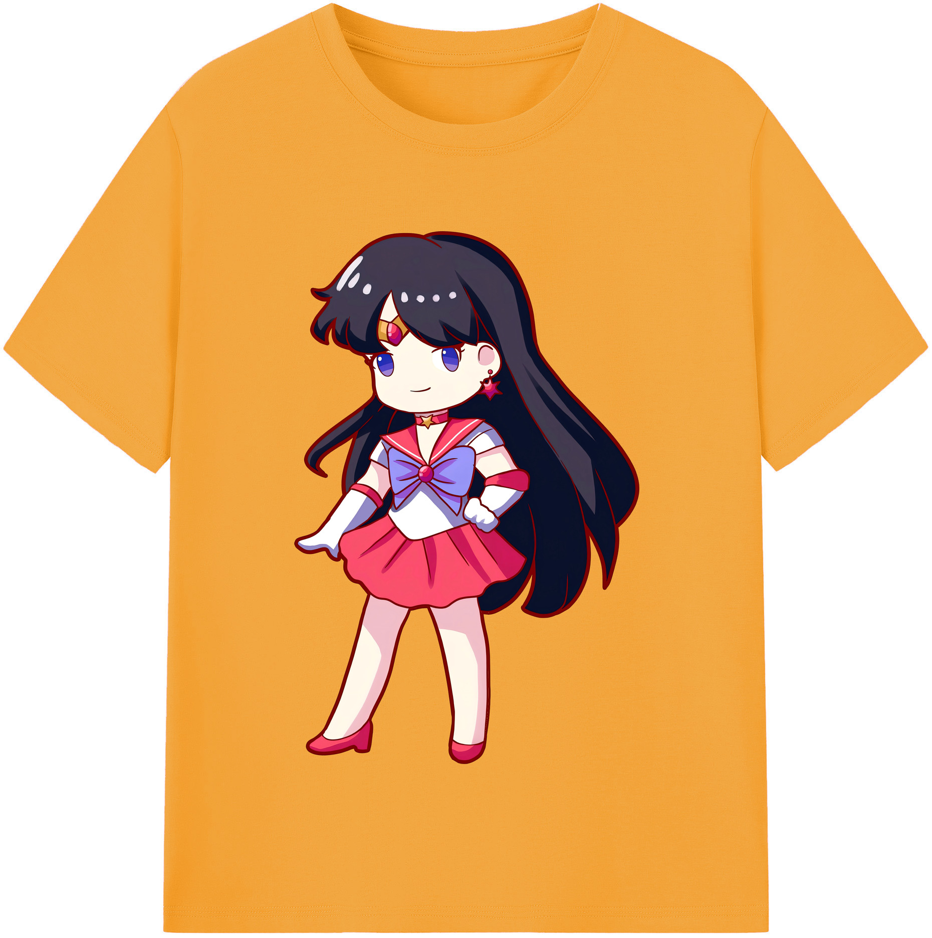 （画像用） 美少女戦士セーラームーン 火野レイ ひの レイ Sailor Moon Hino Rei （セーラーマーズ,Sailor Mars） 綿100％半袖Tシャツ（フロントプリント）