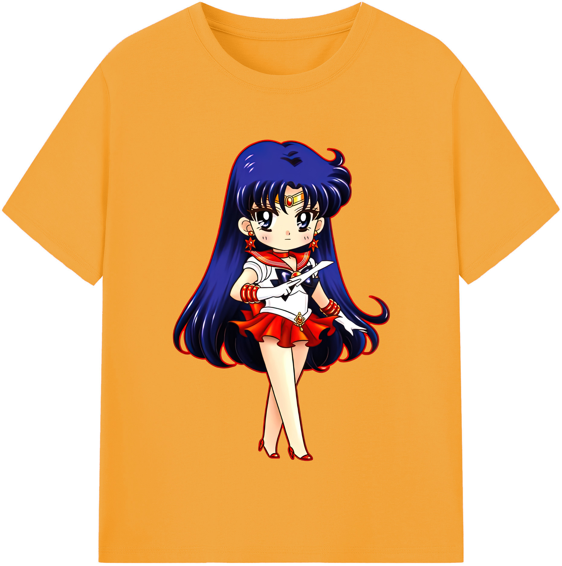 （画像用） 美少女戦士セーラームーン 火野レイ ひの レイ Sailor Moon Hino Rei （セーラーマーズ,Sailor Mars） 綿100％半袖Tシャツ（フロントプリント）