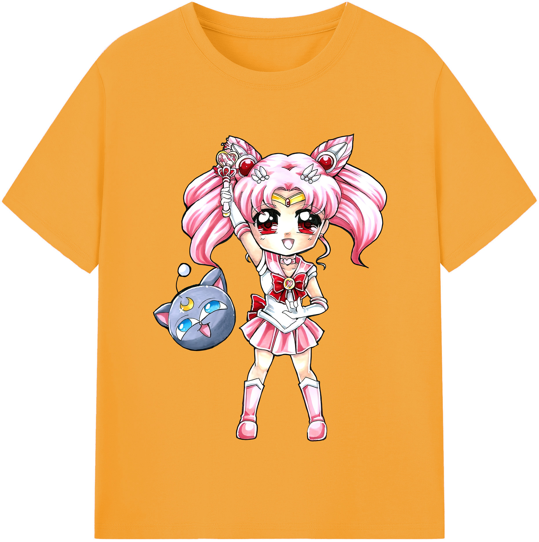 （画像用） 美少女戦士セーラームーン ちびうさ Sailor Moon Chibiusa Tsukino Usagi Small Lady Serenity 綿100％半袖Tシャツ（フロントプリント）