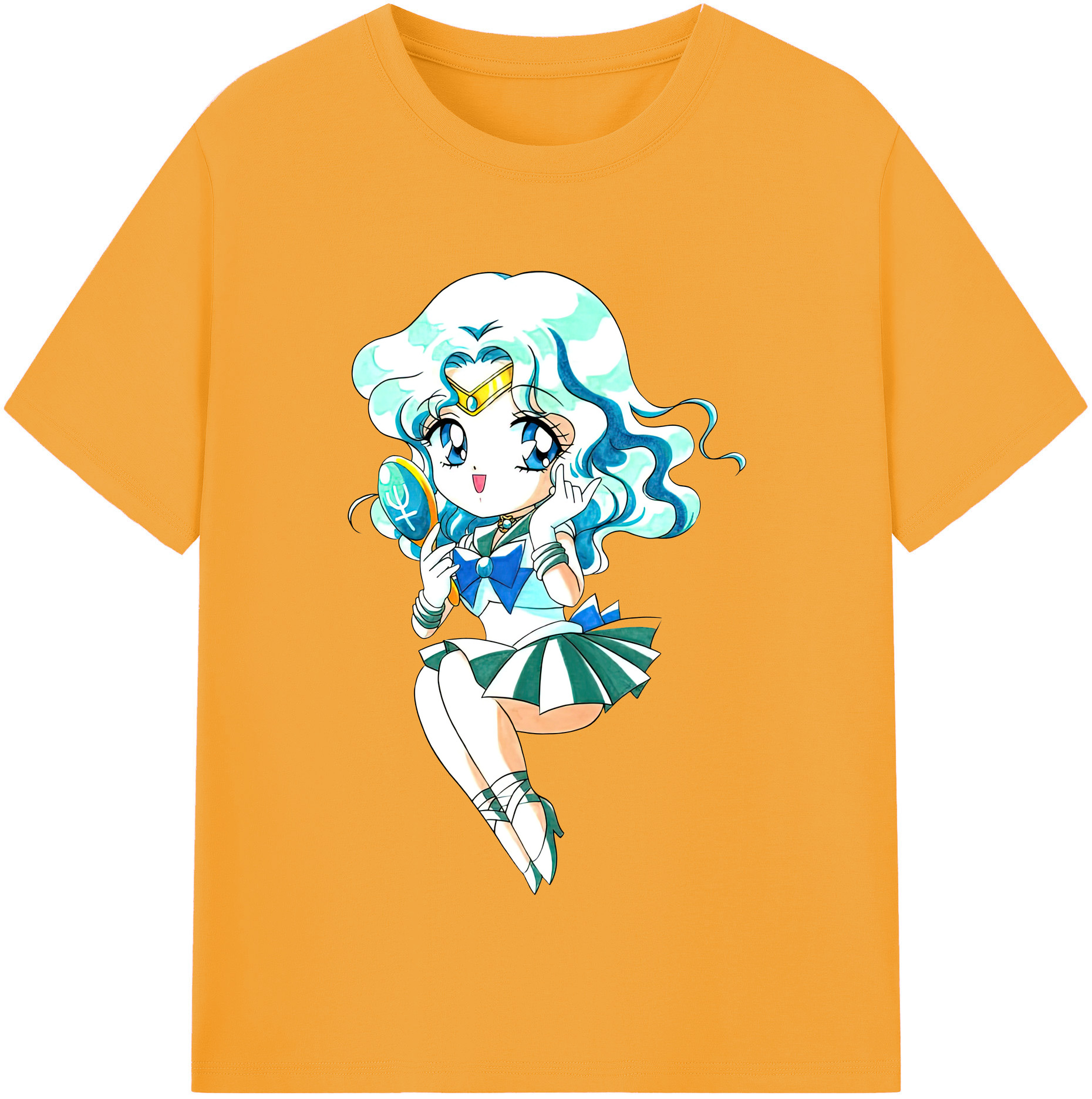 （画像用） 美少女戦士セーラームーン 海王 みちる（かいおう みちる） Sailor Moon Kaiou Michiru 綿100％半袖Tシャツ（フロントプリント）