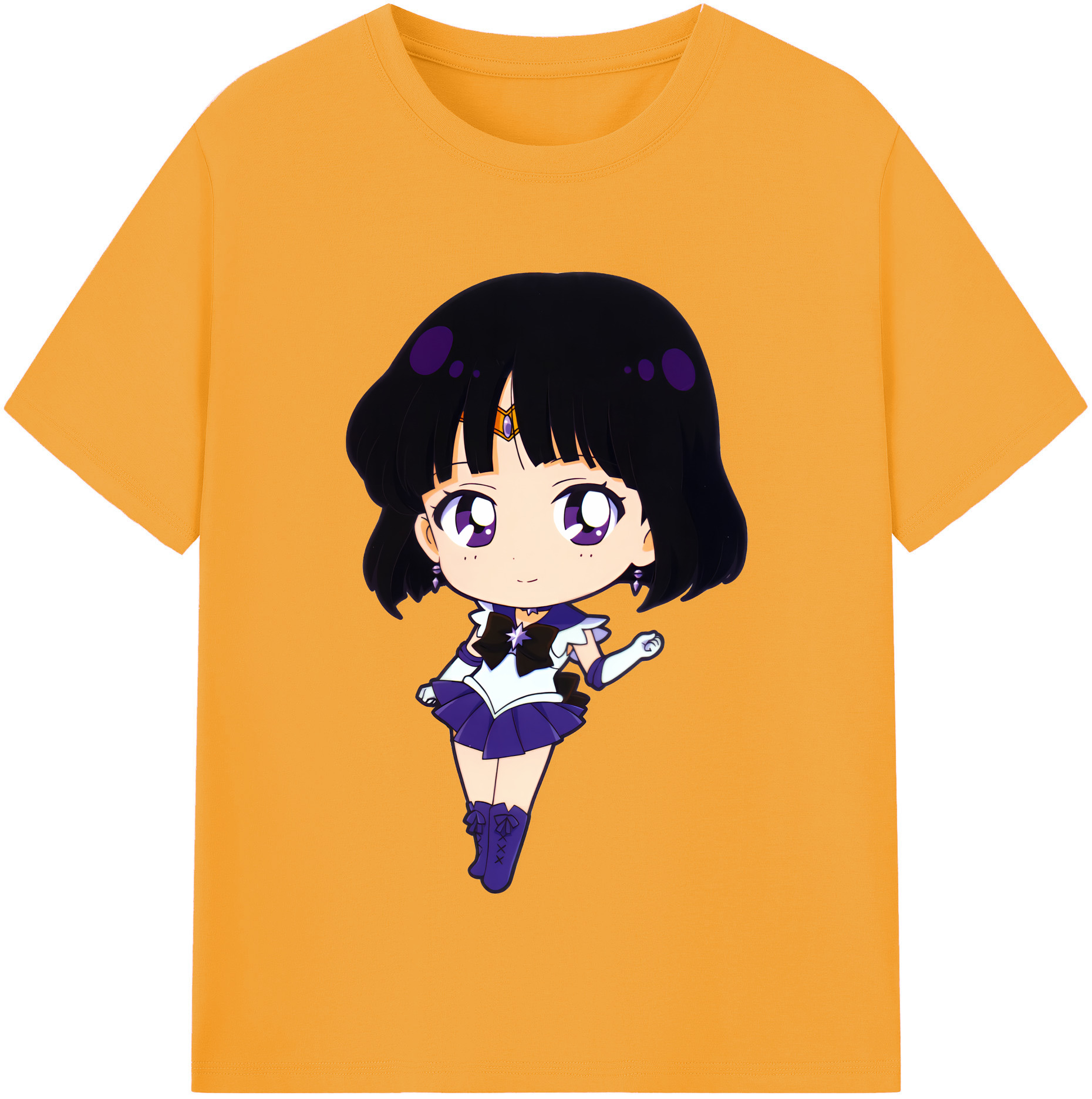 （画像用） 美少女戦士セーラームーン 土萠ほたる Sailor Moon Tomoe Hotaru （セーラーサターン；Sailor Saturn） 綿100％半袖Tシャツ（フロントプリント）
