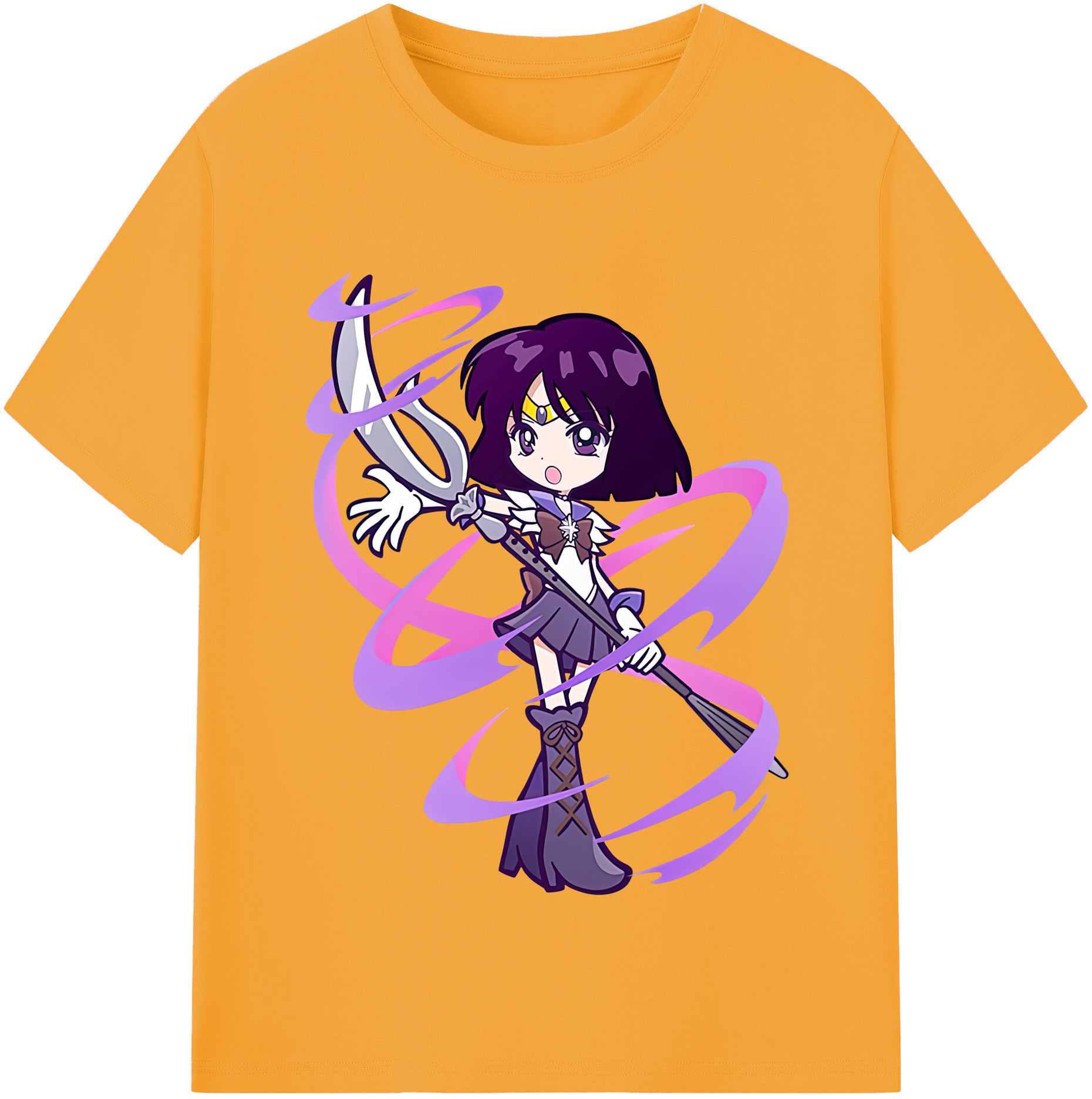 （画像用） 美少女戦士セーラームーン 土萠ほたる Sailor Moon Tomoe Hotaru （セーラーサターン；Sailor Saturn） 綿100％半袖Tシャツ（フロントプリント）