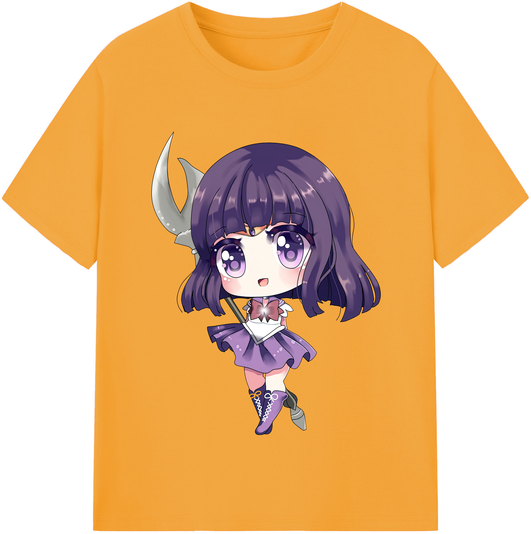 （画像用） 美少女戦士セーラームーン 土萠ほたる Sailor Moon Tomoe Hotaru （セーラーサターン；Sailor Saturn） 綿100％半袖Tシャツ（フロントプリント）