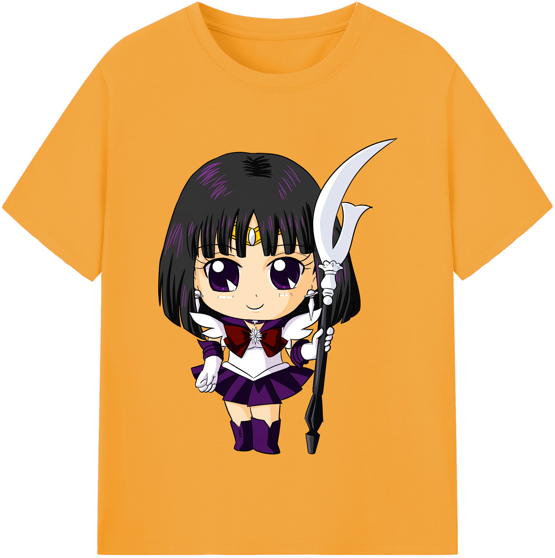 （画像用） 美少女戦士セーラームーン 土萠ほたる Sailor Moon Tomoe Hotaru （セーラーサターン；Sailor Saturn） 綿100％半袖Tシャツ（フロントプリント）